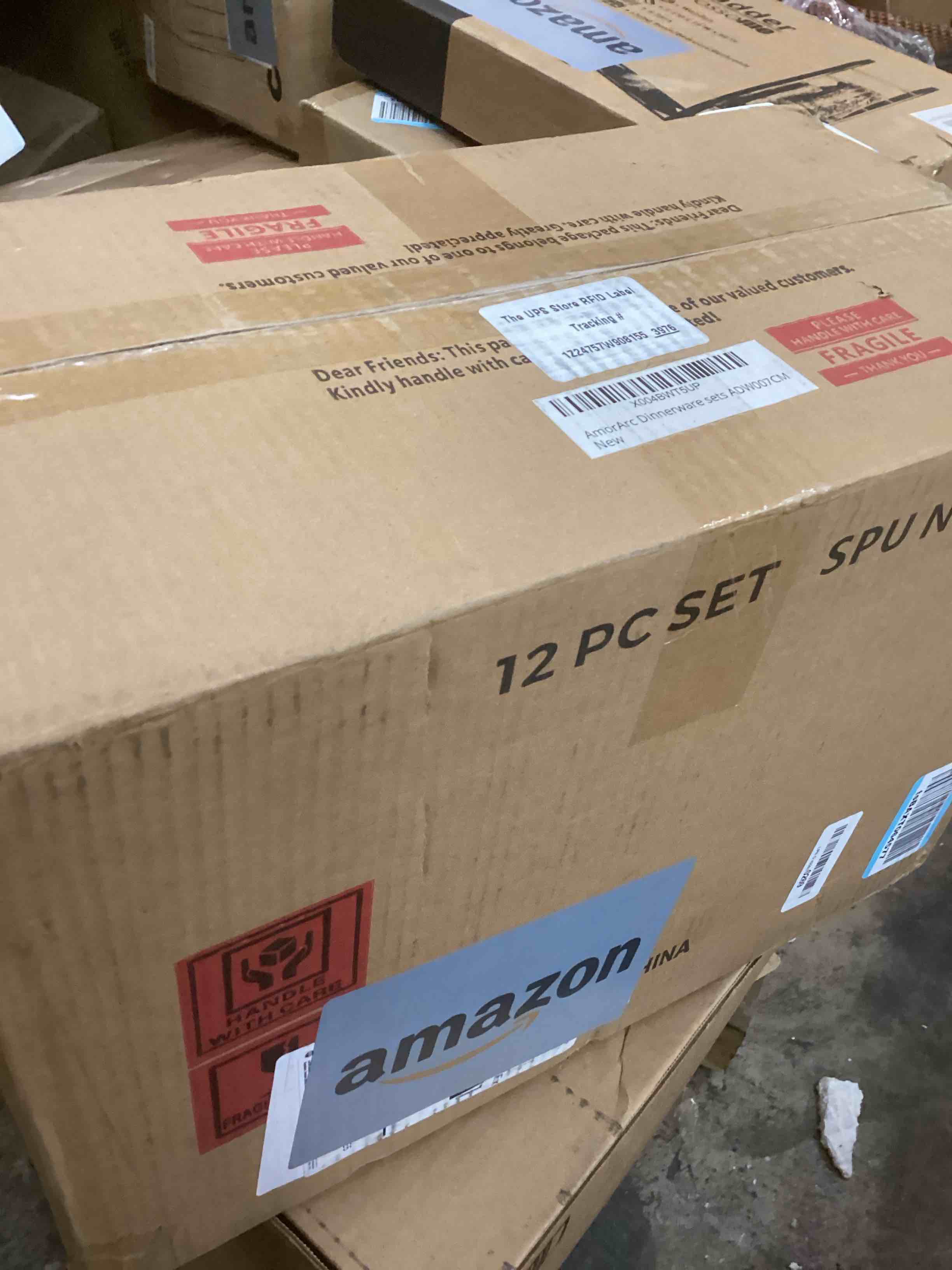 Condition photo showing New/Like New for AmorArc Ceramic Dinnerware Sets,Handmade Reactive Glaze Plates and Bowls Sets,Highly Chip and Crack Resistant | Dishwasher & Microwave Safe Dishes Set, Service for 4 (12pc) Ice Cream Service for 4