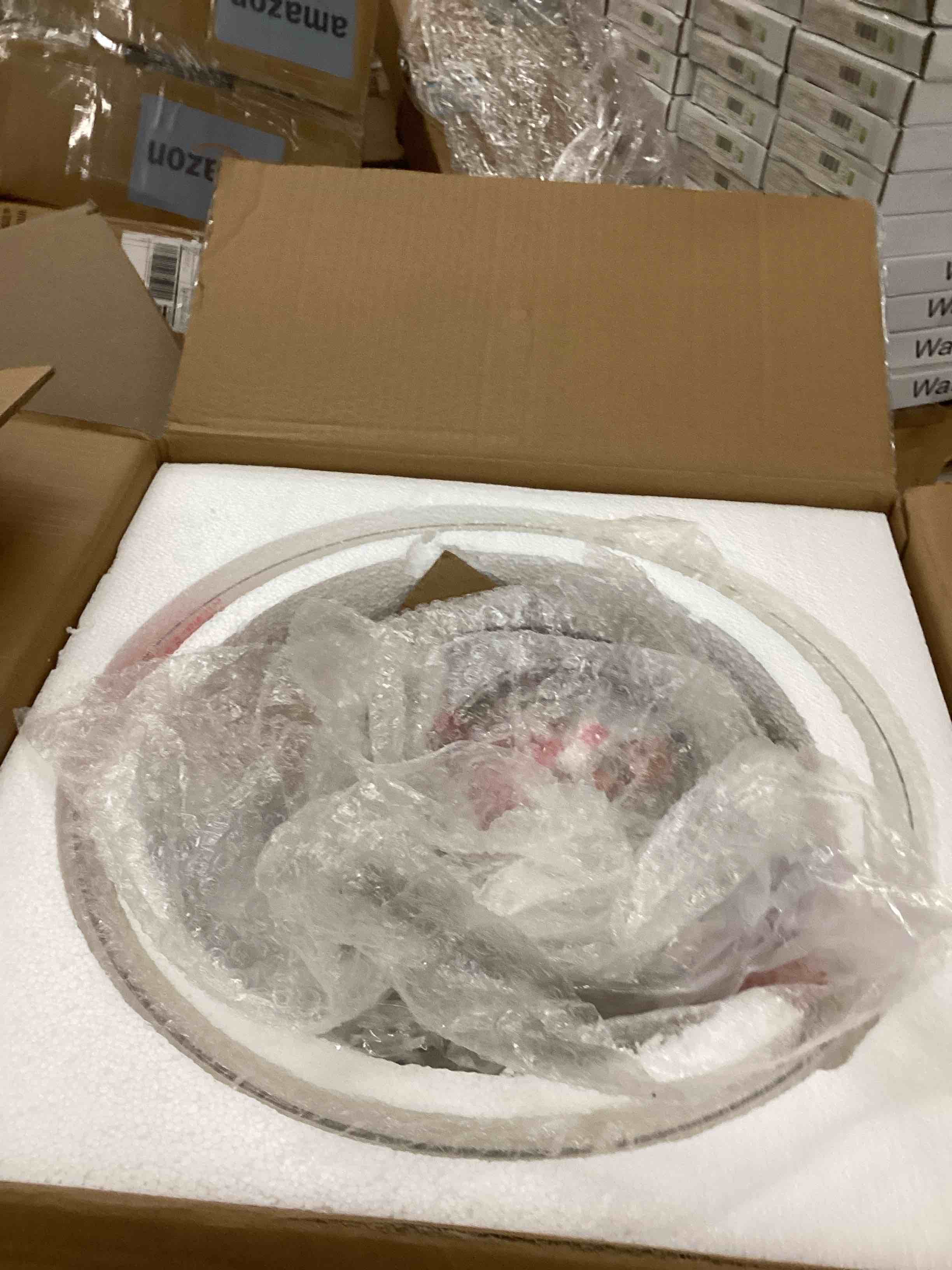 Condition photo showing New/Like New for EAPUDUN 3-Light Farmhouse Semi Flush Mount Ceiling Light Fixture, Modern Pendant Light, Brushed Nickel with Clear Glass Shade, SMA1126-BNK