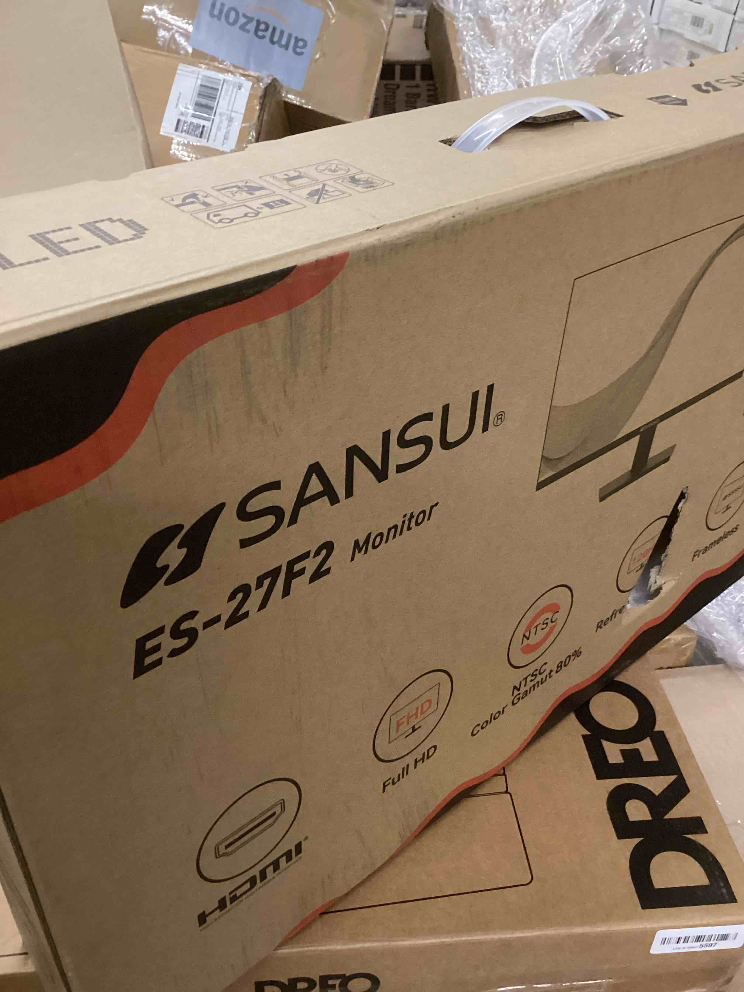 Condition photo showing As Is for SANSUI Monitor 27 Inch IPS 100Hz Computer Monitor, FHD 1080P HDR PC Monitor with HDMI,VGA Ports Adaptive Sync Tilt Adjustable Frameless VESA Compatible for Office and Home