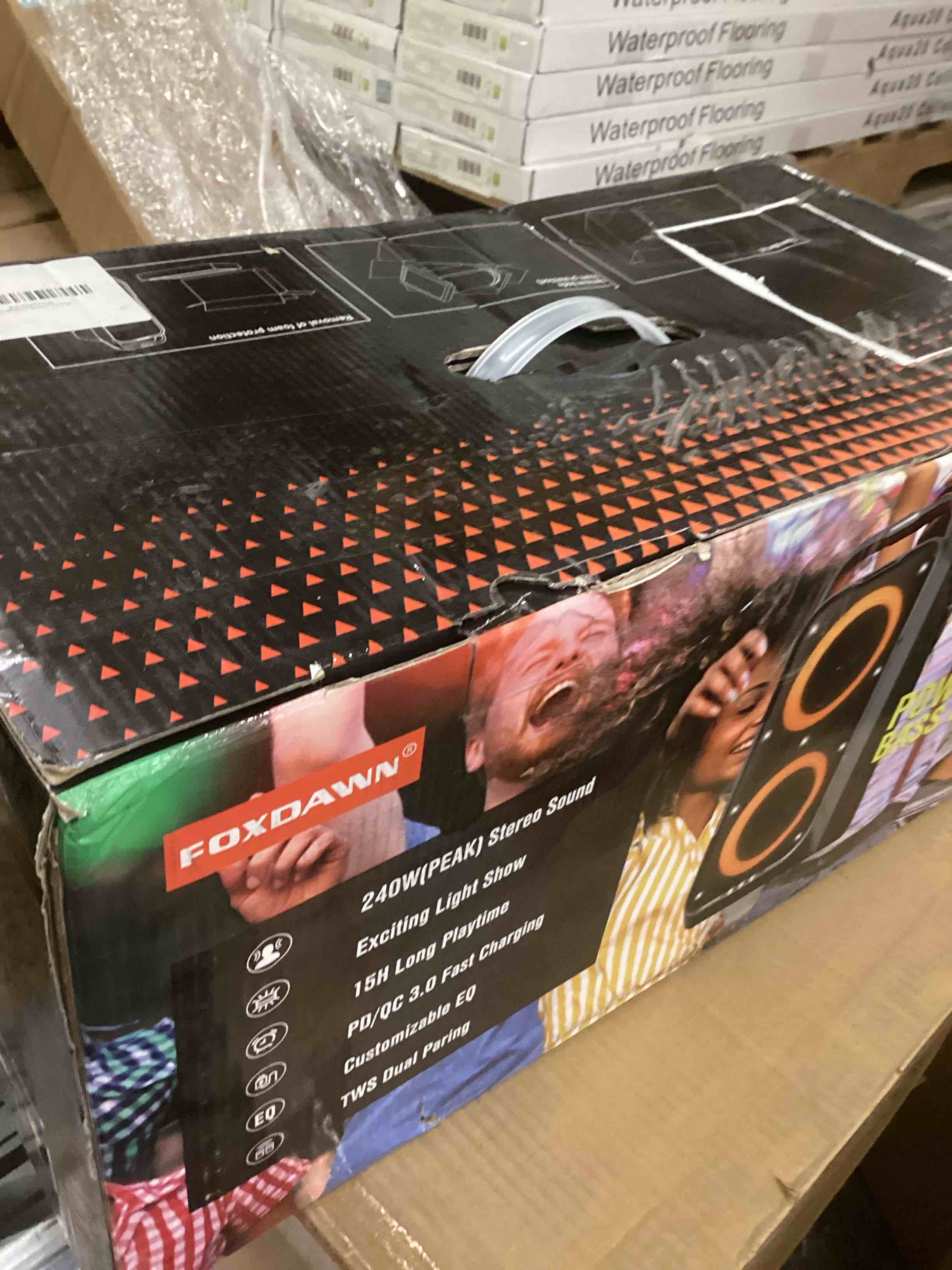 Condition photo showing New/Like New for Portable Bluetooth Speaker: 240W Peak Powerful Loud Sound Deep Bass Wireless Boombox Large Subwoofer 15 Hours Battery Life Fast Charging with Led Light Show for Party Outdoor Camping Backyard Black