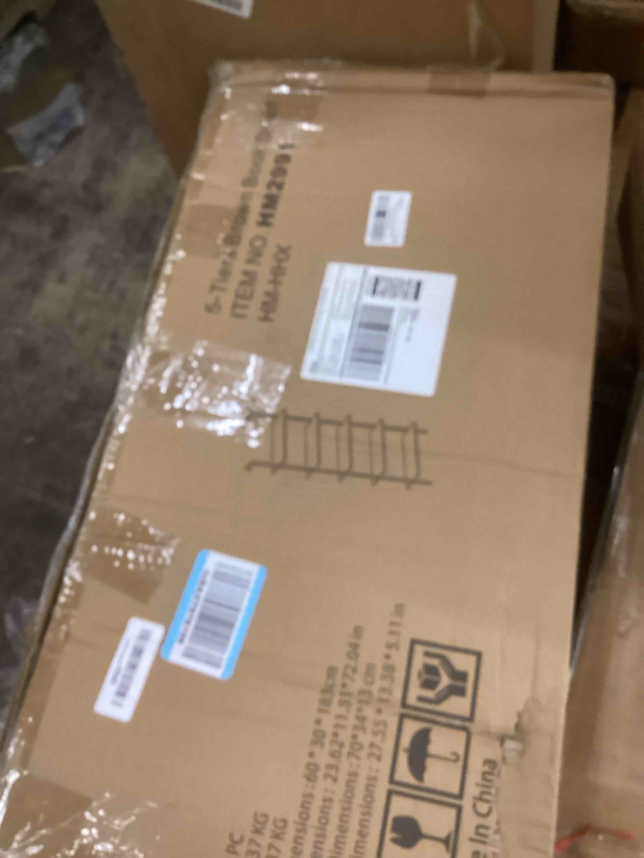 Condition photo showing New/Like New for 5 Tiers Ladder Shelf Brown Modern Bookshelf Open Tall Wall Mount Bookcase Standing Leaning Wall Shelves Industrial Decorative Living Room Bed Room 5-tiers Brown 1 PC 23.6IN