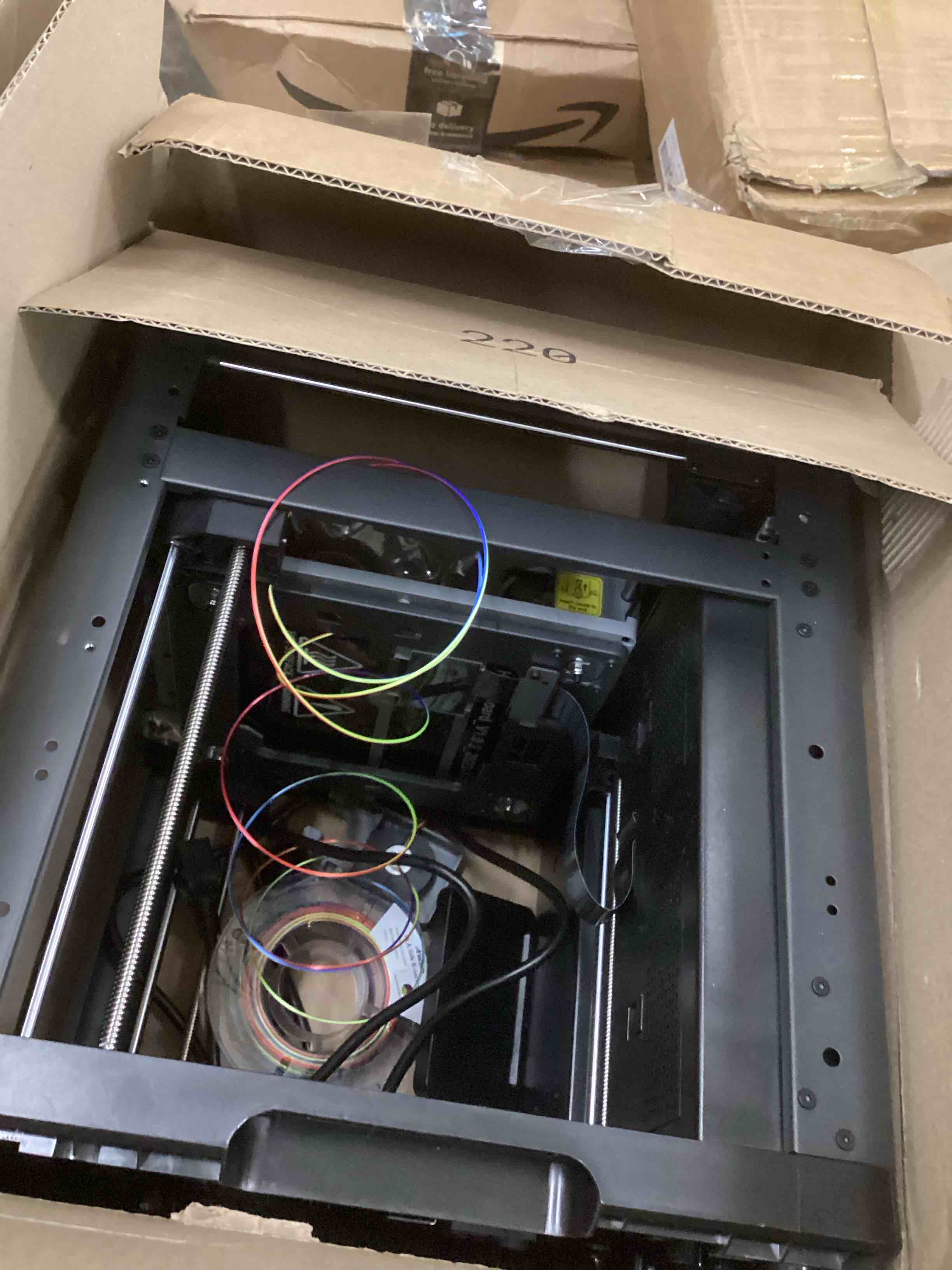 Condition photo showing As Is for FLASHFORGE Adventurer 5M 3D Printer with Fully Auto Leveling, Max 600mm/s High Speed Printing, 280°C Direct Extruder with 3S Detachable Nozzle, Core XY All Metal Structure, Print Size 220x220x220mm
