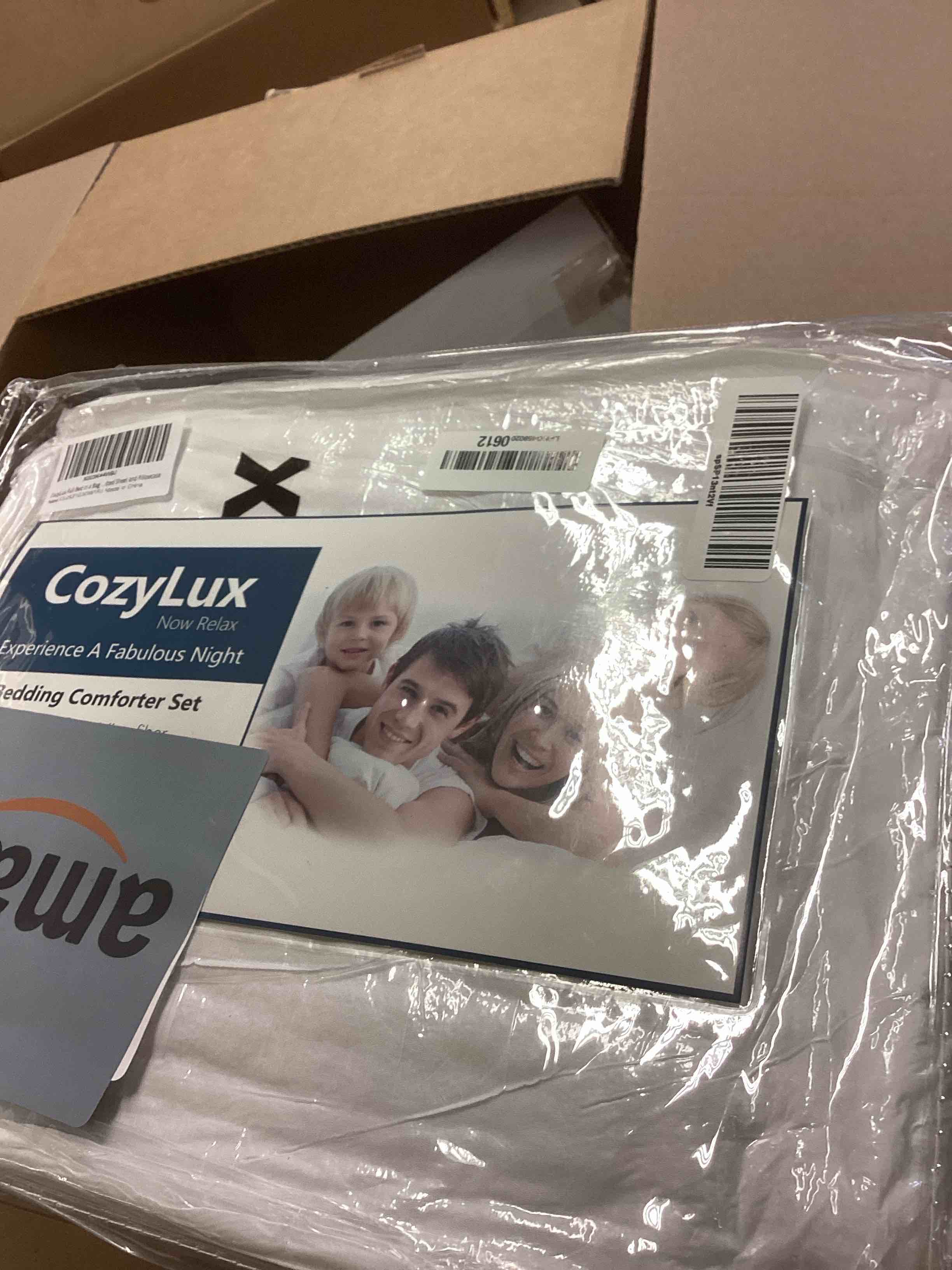 Condition photo showing New/Like New for CozyLux Full Size Comforter Sets with Sheets 7 Pieces, White Seersucker Bed in a Bag Textured Luxury Soft Bedding Set with Down Alternative Comforter, Sheets, Pillowcases & Shams for All Seasons White Full