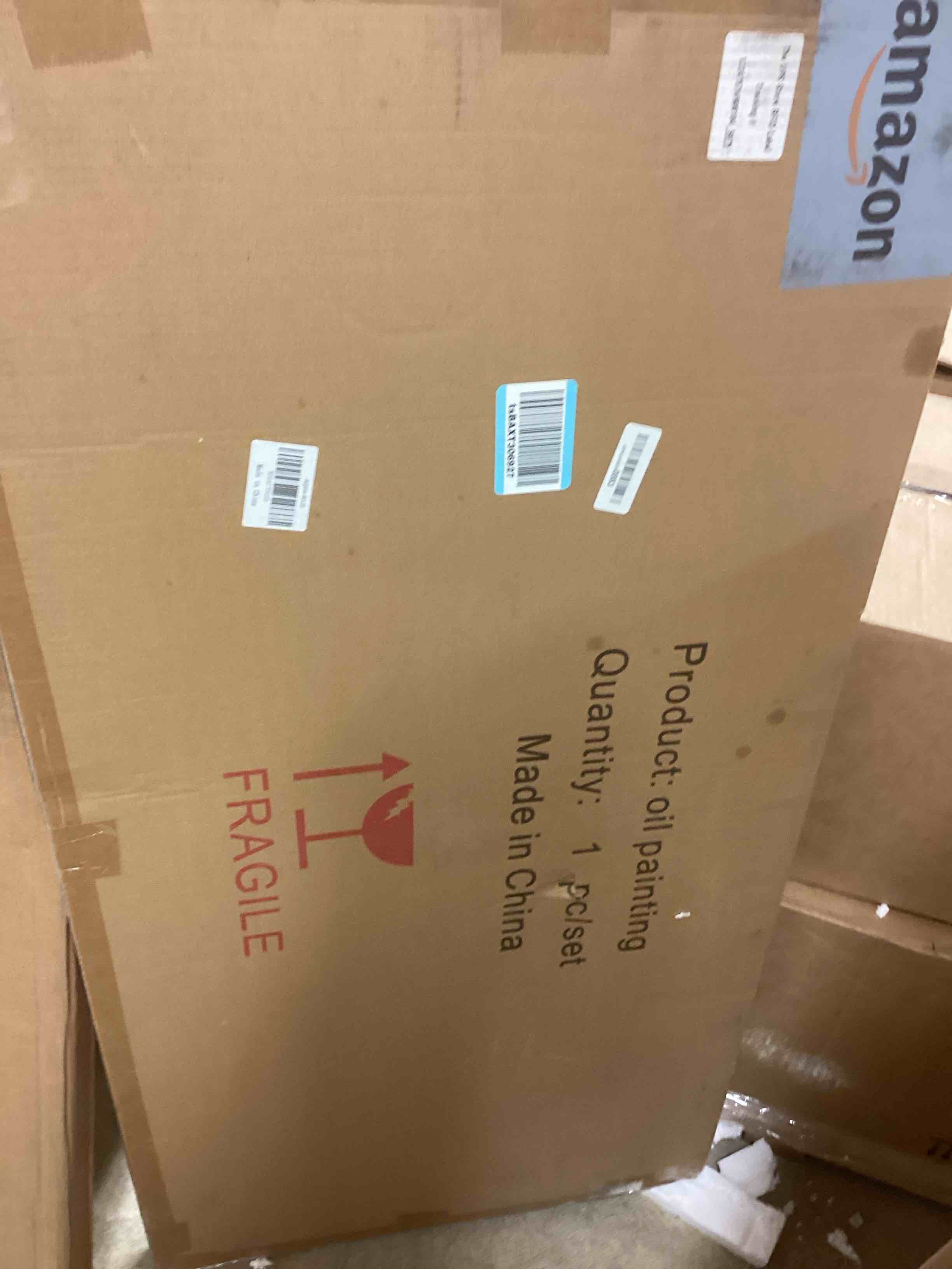 Condition photo showing New/Like New for Art8YuQi Paintings - Contemporary Abstract Art leaf Oil Painting On Canvas Texture 3D White Painting Plantain Handmade Artwork Picture Canvas Wall Art Modern Home Decor living room Ready to Hang (24X48 inch) AQ054 36"L x 24"W