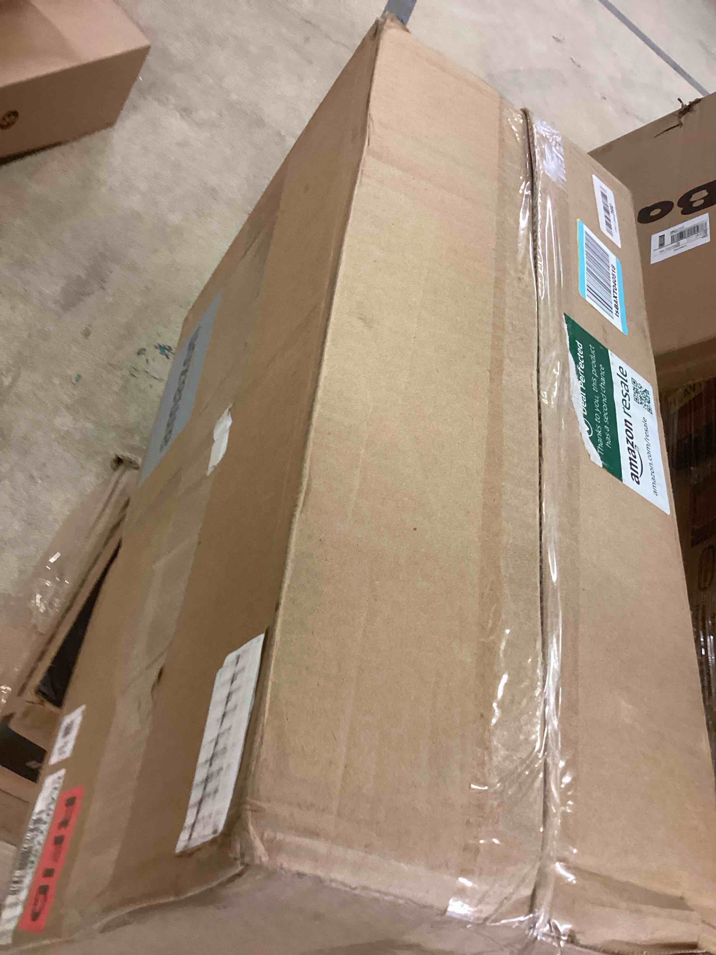 Condition photo showing Good Condition for Plano 4-Shelf Plastic Storage Shelves, 48” x 23” x 14”, 200lb Capacity, Pantry, Office, Closet and Garage Shelves, Easy to Assemble, Durable Plastic Shelving Unit