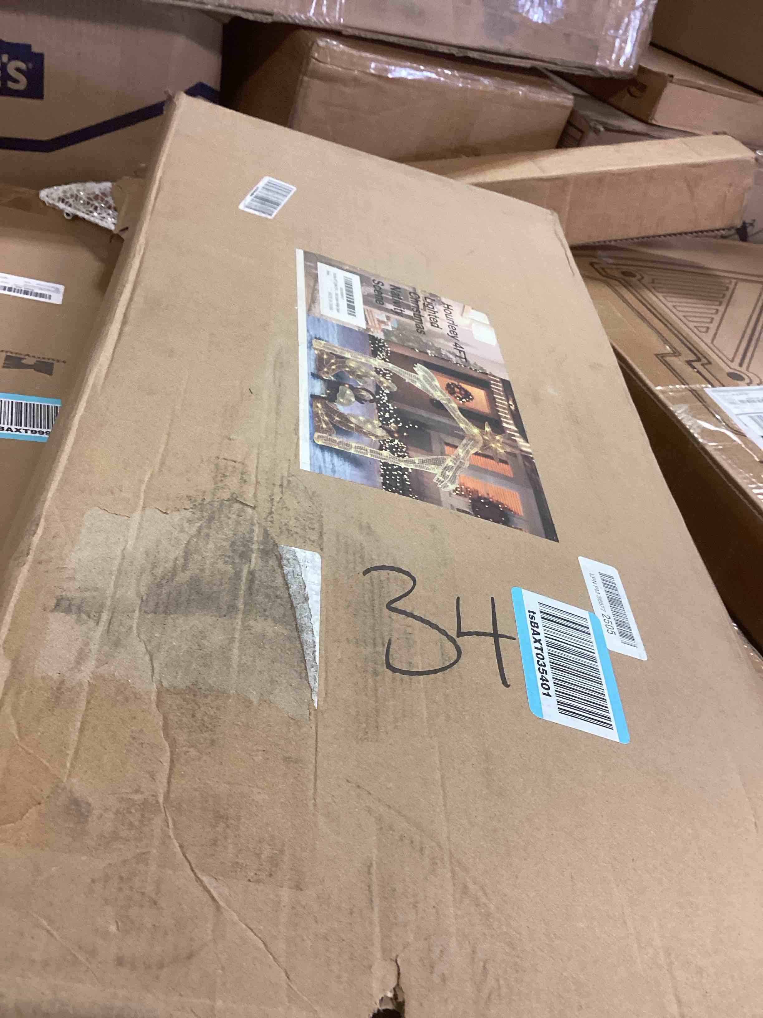 Condition photo showing As Is for Hourleey 4FT Lighted Christmas Nativity Scene, Christmas Outdoor Decorations with 120 Count Pre-lit Warm White Lights, Holy Family for Xmas Outside Yard Garden Holiday Decor