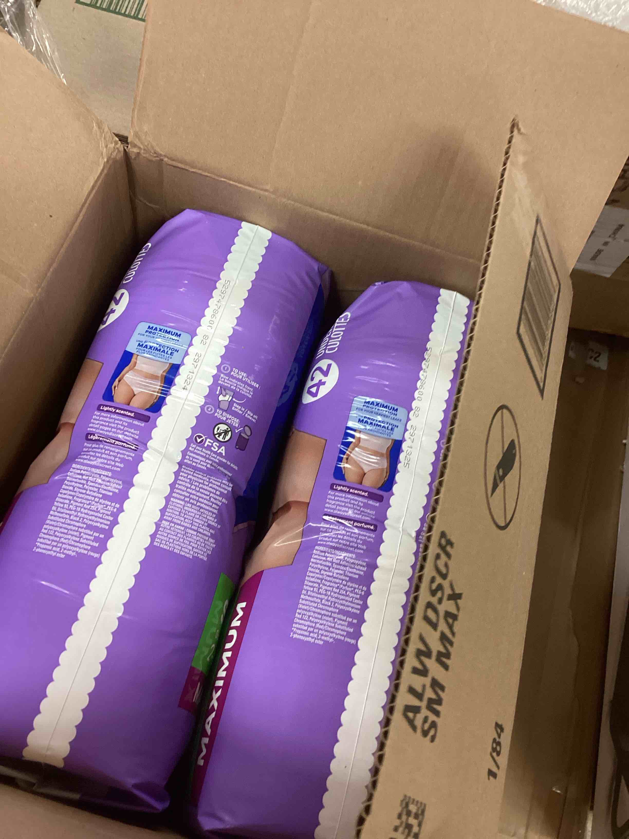 Condition photo showing New/Like New for Always Discreet Incontinence Underwear Women's - Maximum Protection - Small/Medium - 84ct