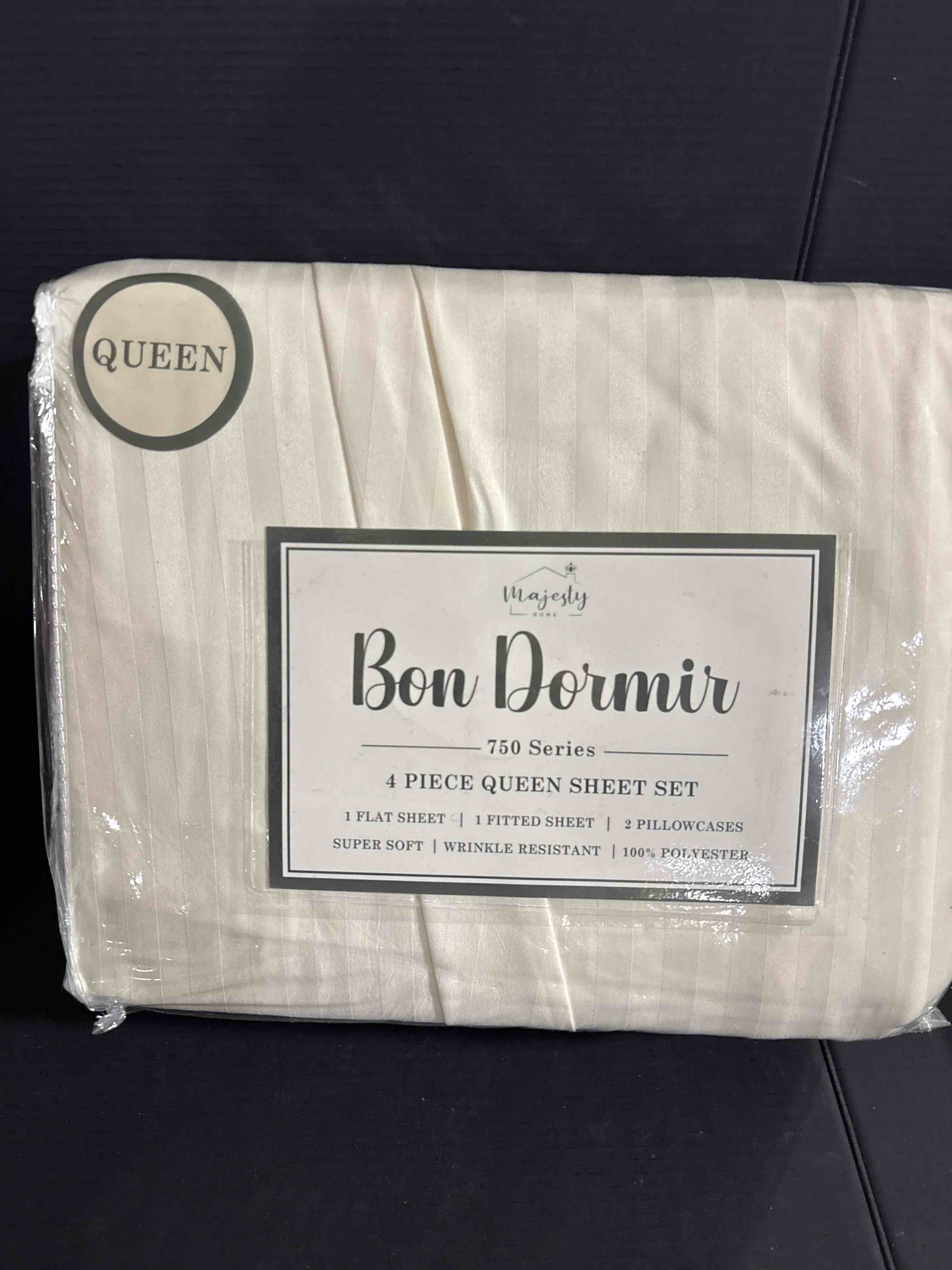 queen Bon Dormir 750 series 4 piece queen sheet set includes one flat sheet one fitted sheet two pillowcases
