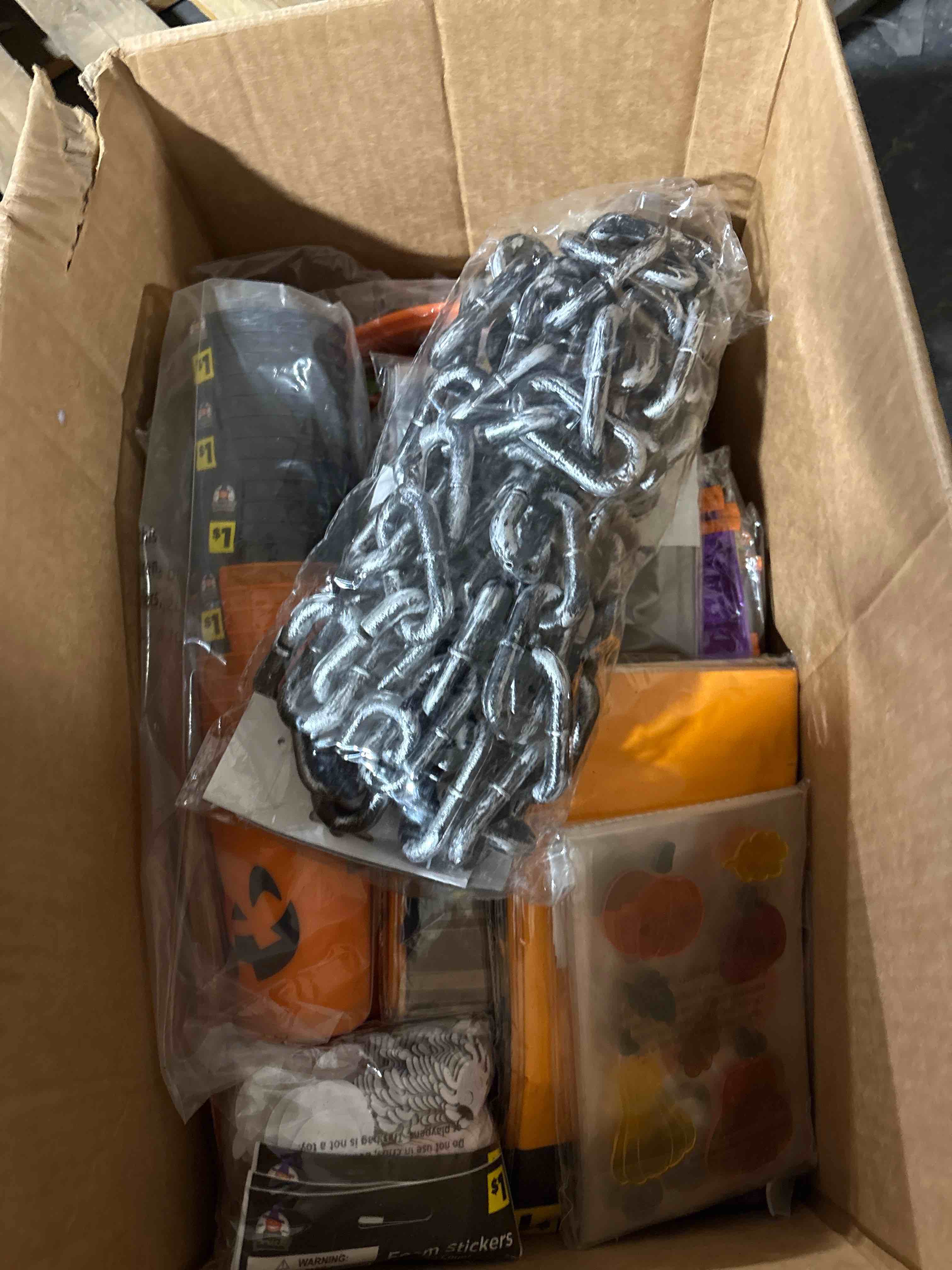 box of assorted Halloween items ect….