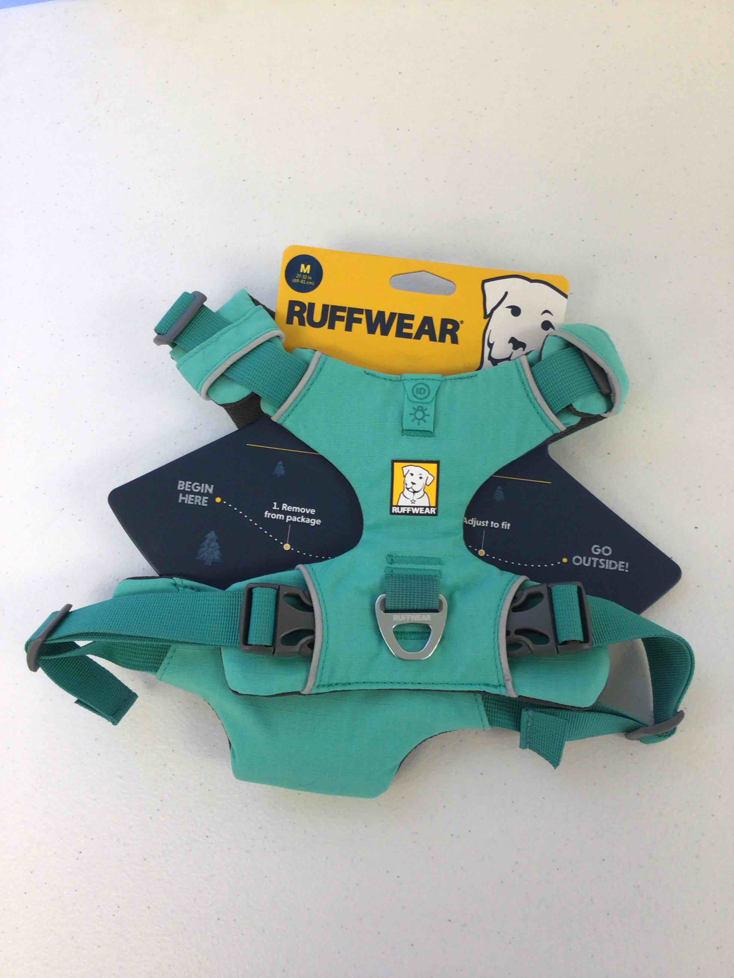 size medium RUFFWEAR, Front Range Dog Harness, Reflective and Padded Harness for Training and Everyday, Aurora Teal, Medium