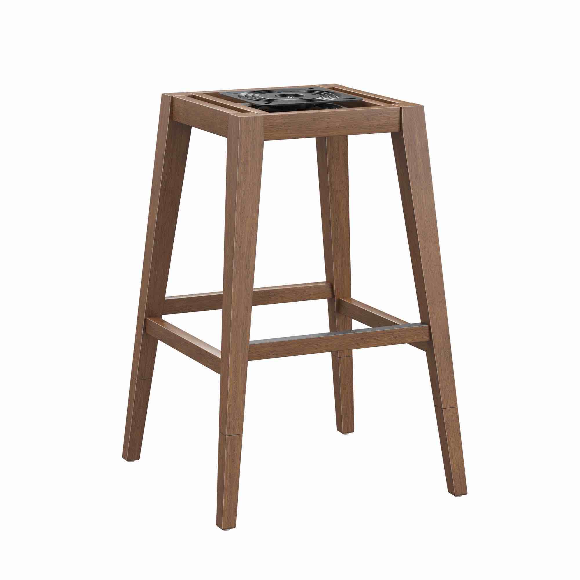 Wood Adjustable Height Stool Base with Swivel Plate (Brown finish)