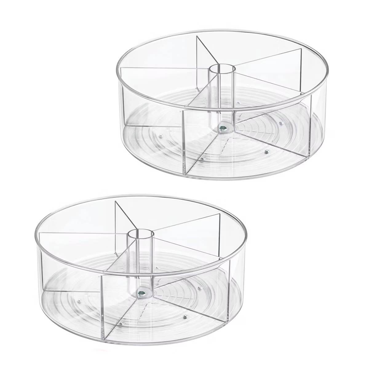 iDesign Set of 2 Divided 11.5-inch Lazy Susan for Kitchen Storage, Clear