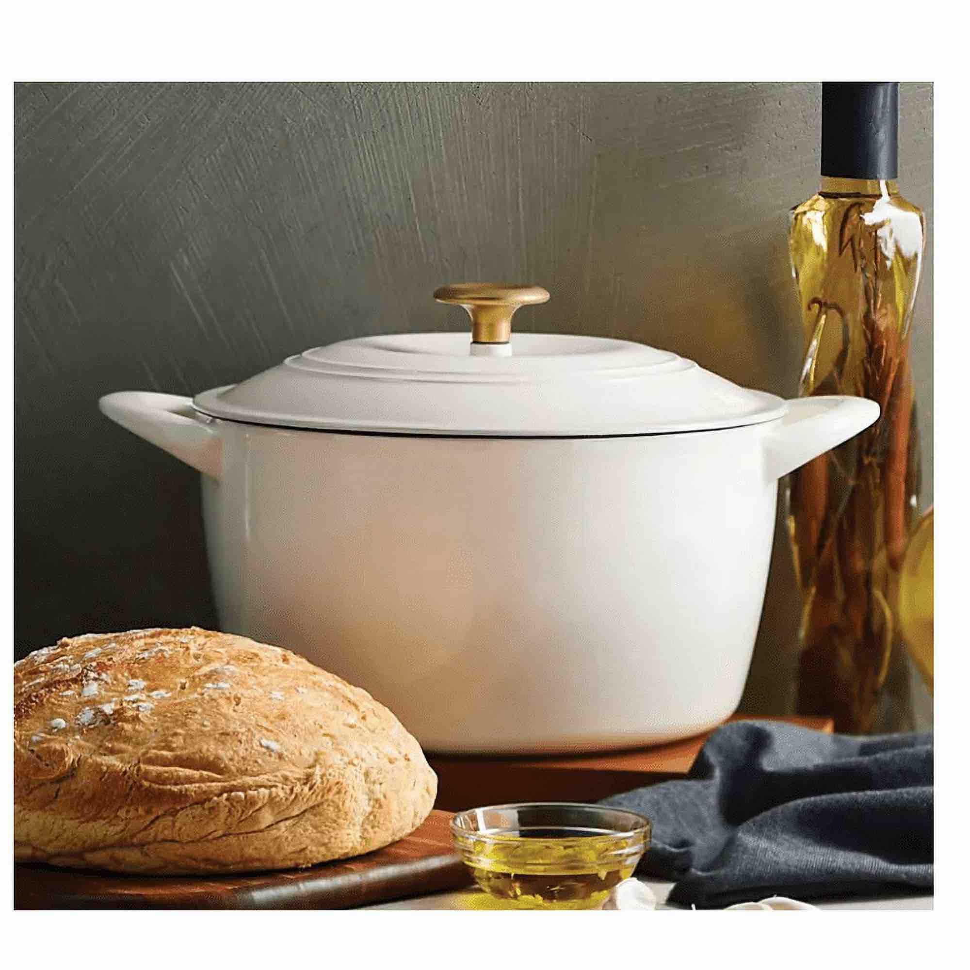 TRAMONTINA 7 QT. DUTCH OVEN CAST IRON LATTE GOLD KNOB