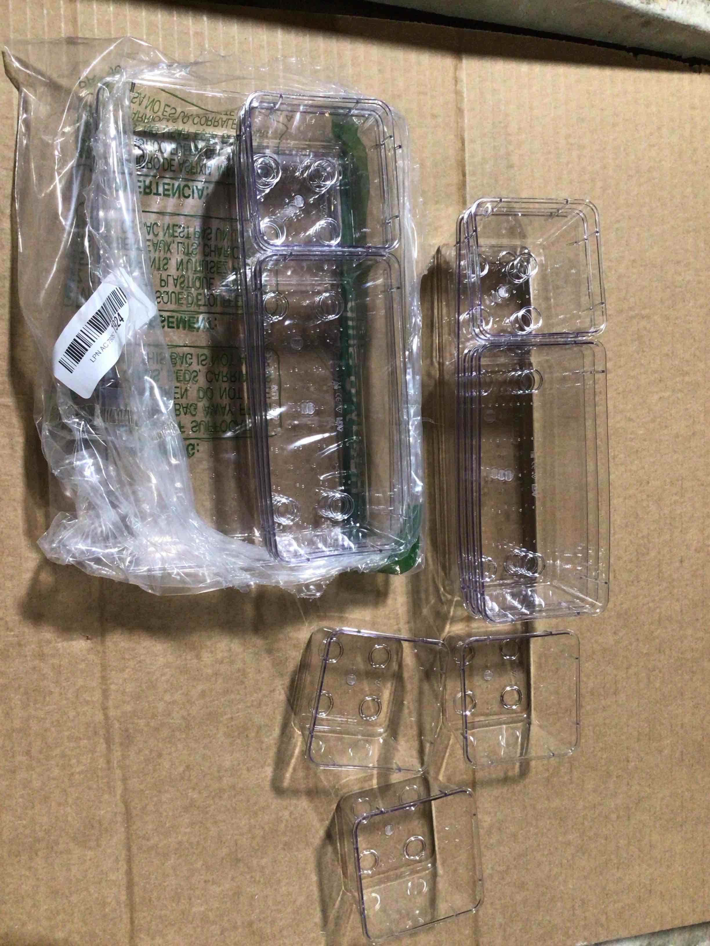 Recycled Plastic Refrigerator Organizer Bin Set with Lids Fridge Storage, Dishwasher-Safe, Clear