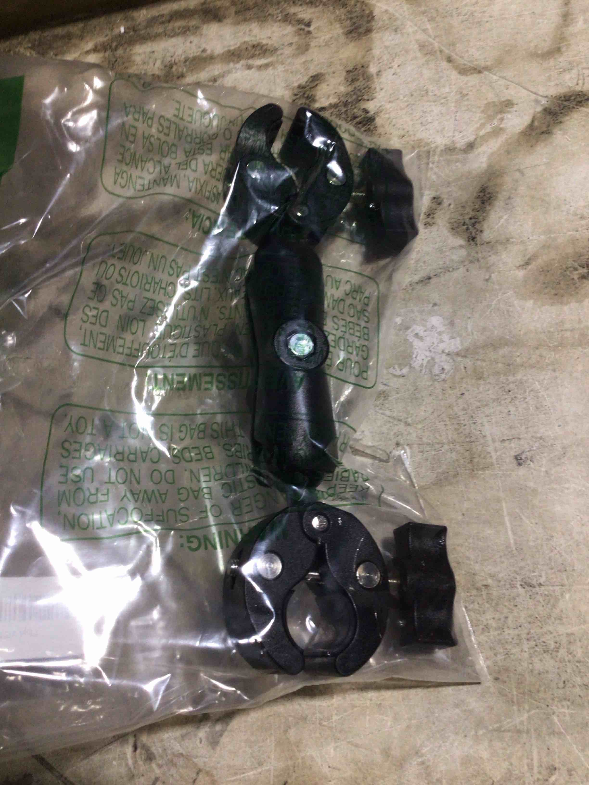 Condition photo showing As Is for PULUZ Super Double Camera Clamp Mount, Crab Plier Clip Bracket Magic Arm Double Ball Head Adapter Umbrella Clamp for Motorcycle, Bike, Cross Bars, Desktop, Light Stand, Photo Boom Stand Double Clamp