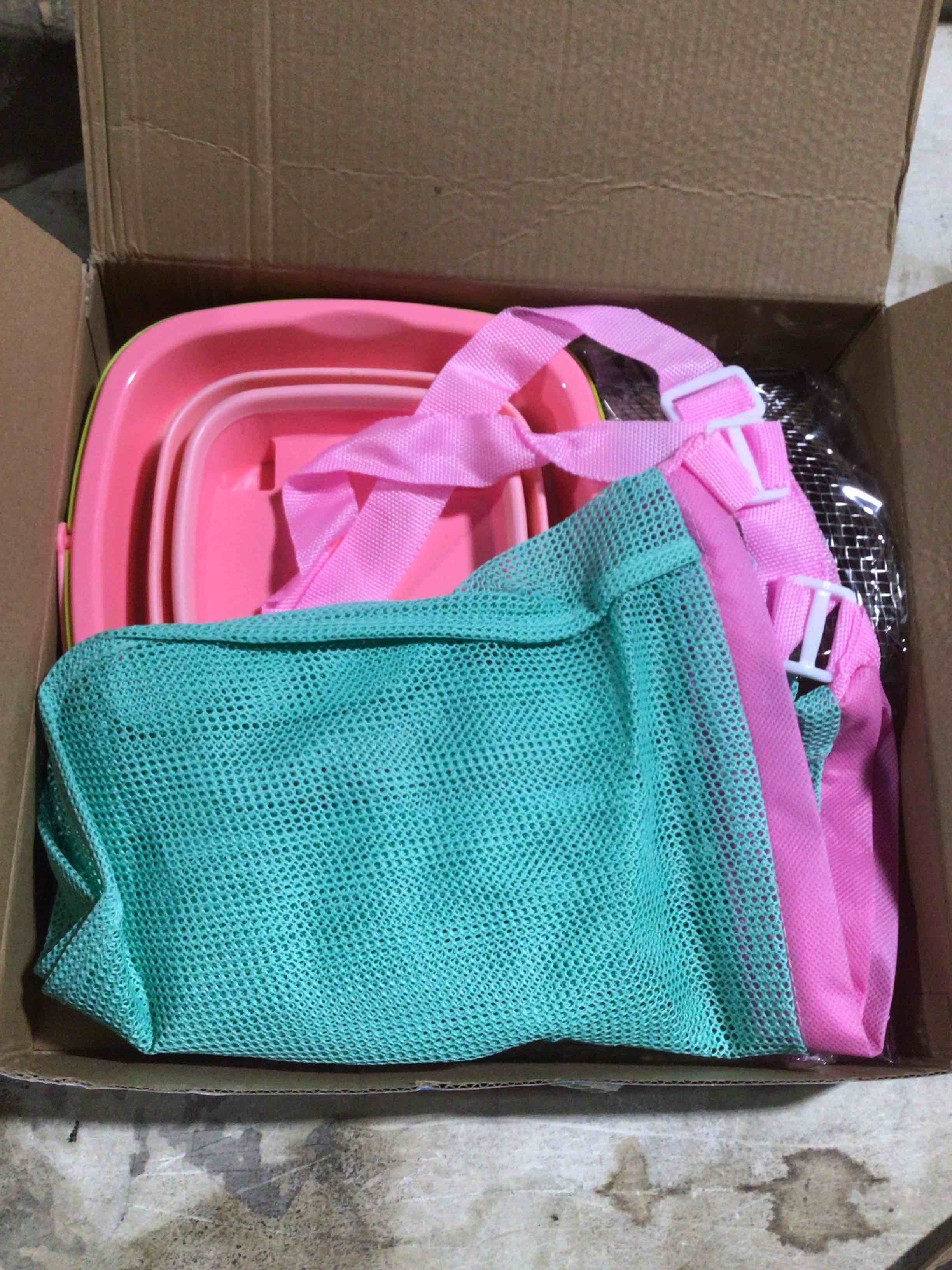 Condition photo showing Good Condition for Beach Toys, Sand Toys with Collapsible Bucket, Sand Sifter, Beach Mesh Shovel, Shark Tooth Sifter and Mesh Bag for Shell Collecting, Sand Dipper Beach Scoop Toys for Kids Boys and Girls