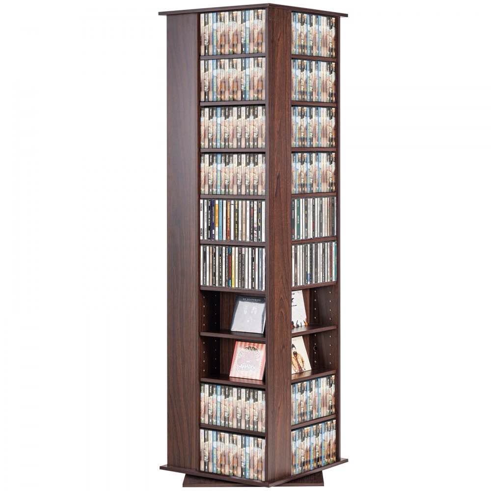 VEVOR Media Storage Cabinet, 34 Compartments Rotating Media Tower, Protects & Organizes Music, Movie, Video Games or Memorabilia Collections- Espresso