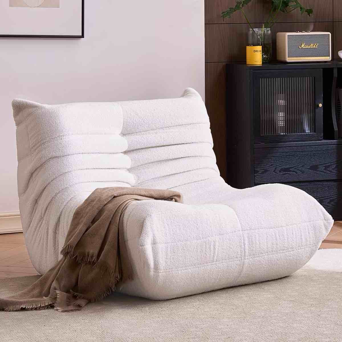 THU15362479 Inhand White Bean Bag Chair Big Sofa Beanbag Chair for Adults Bean Bag Lounger with Memory Foam Filled for Home,Apartment or Gaming Venue