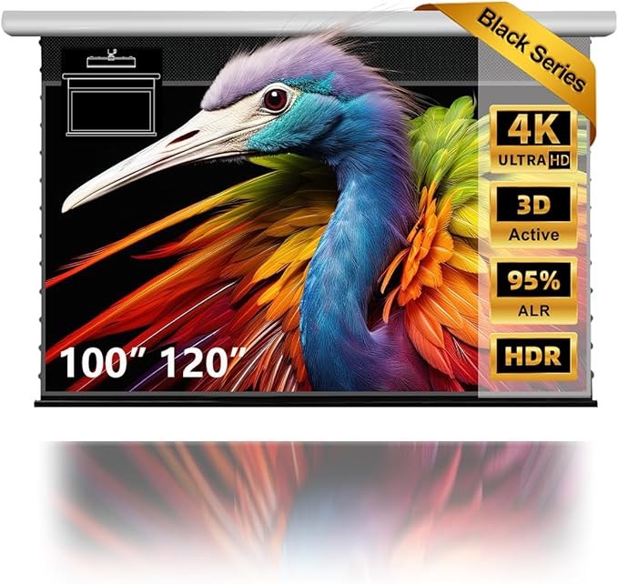 nothing projector screen ALR, 100IN motorized drop down , ambient ceiling light rejecting 4k UHD, pull down