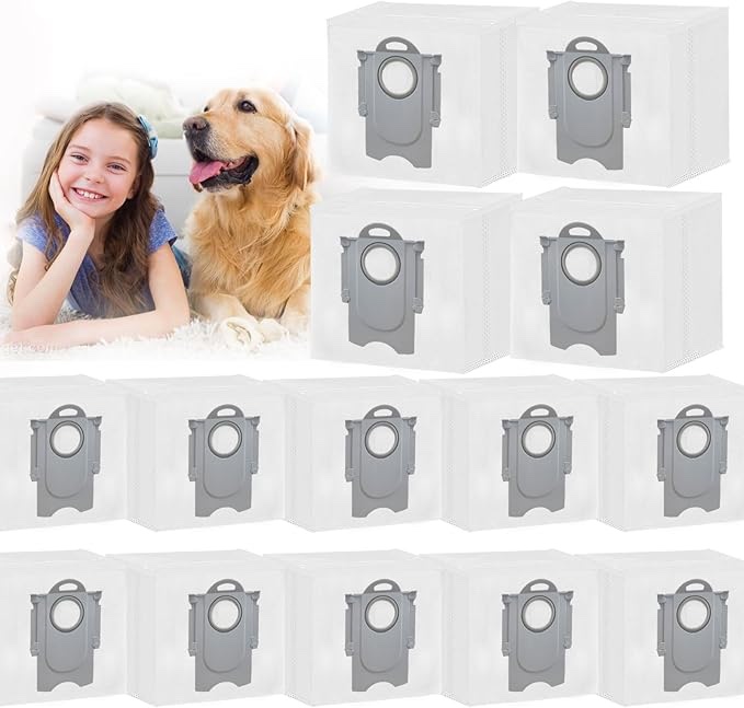 14 Pack Q10 Q7 Q5 Dust Bag Compatible with Roborock S8 Pro Ultra, S8+, Q7 Max+, Q8 Max+, Q5 Max+, Q5+, Q5 Pro+, S7 Max Ultra, S7 MaxV Ultra, Q7+ Robot Vacuum Cleaner, 3L Large Capacity Disposable Bag