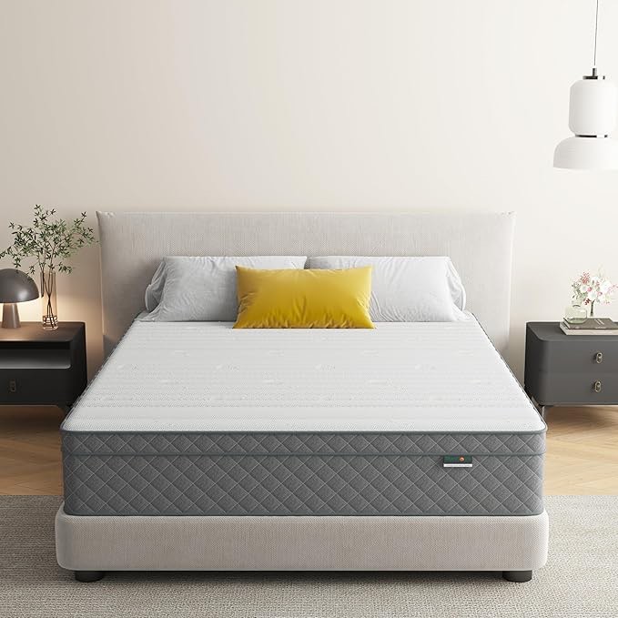 LB12FK-US-FW f Full Size Mattress, 12 Inch Full Size Memory Foam Mattress with Individually Pocket Springs for Back Pain Relief, Spinal Alignment, Medium Firm, Strong Edge Support, CertiPUR-US
