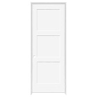 36 in. x 80 in. 3-Panel Equal Shaker White Primed RH Solid Core Wood Single Prehung Interior Door with Bronze Hinges