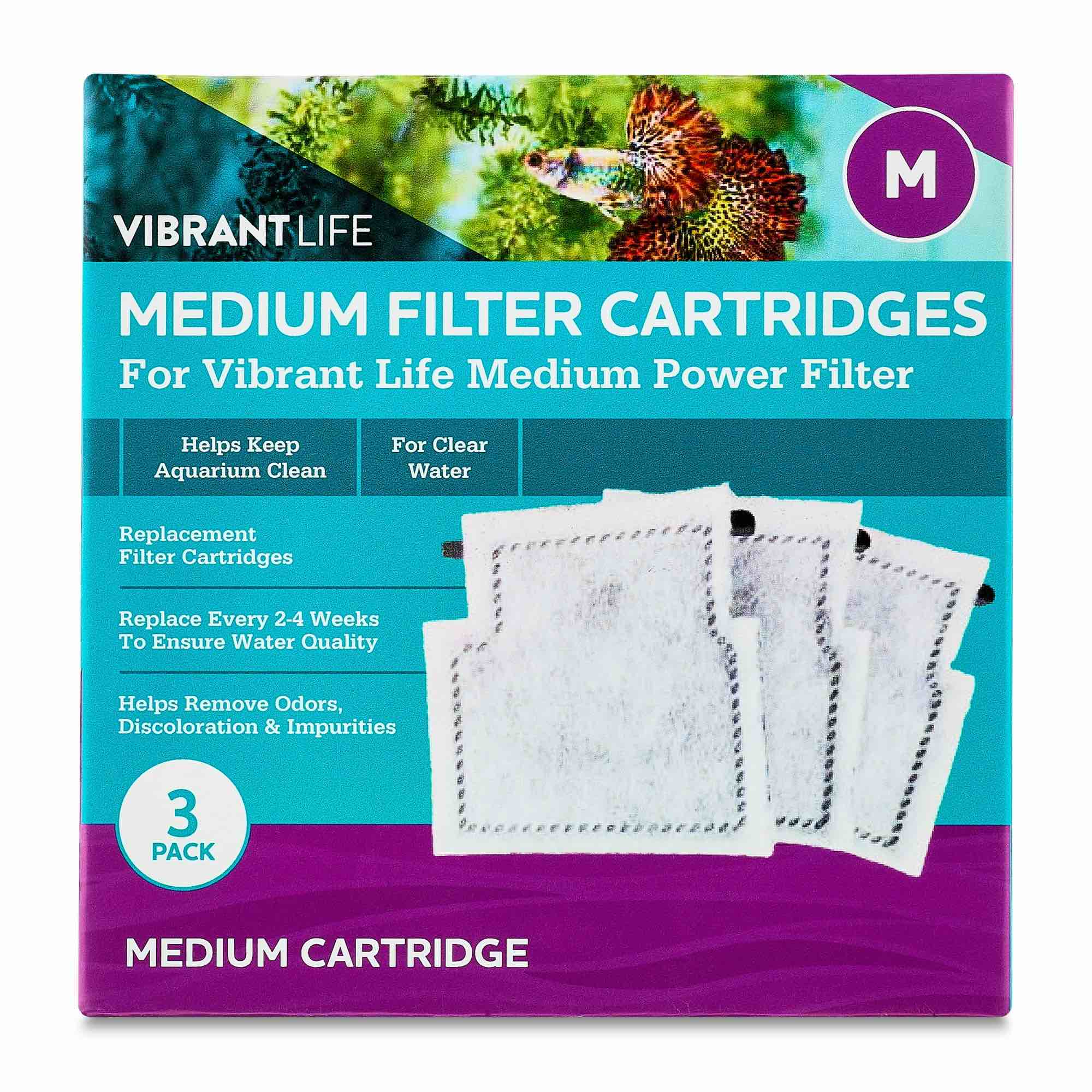 Vibrant Life Medium Filter Cartridge for Freshwater and Saltwater 5- to 10-Gallon Aquariums, 3 Count