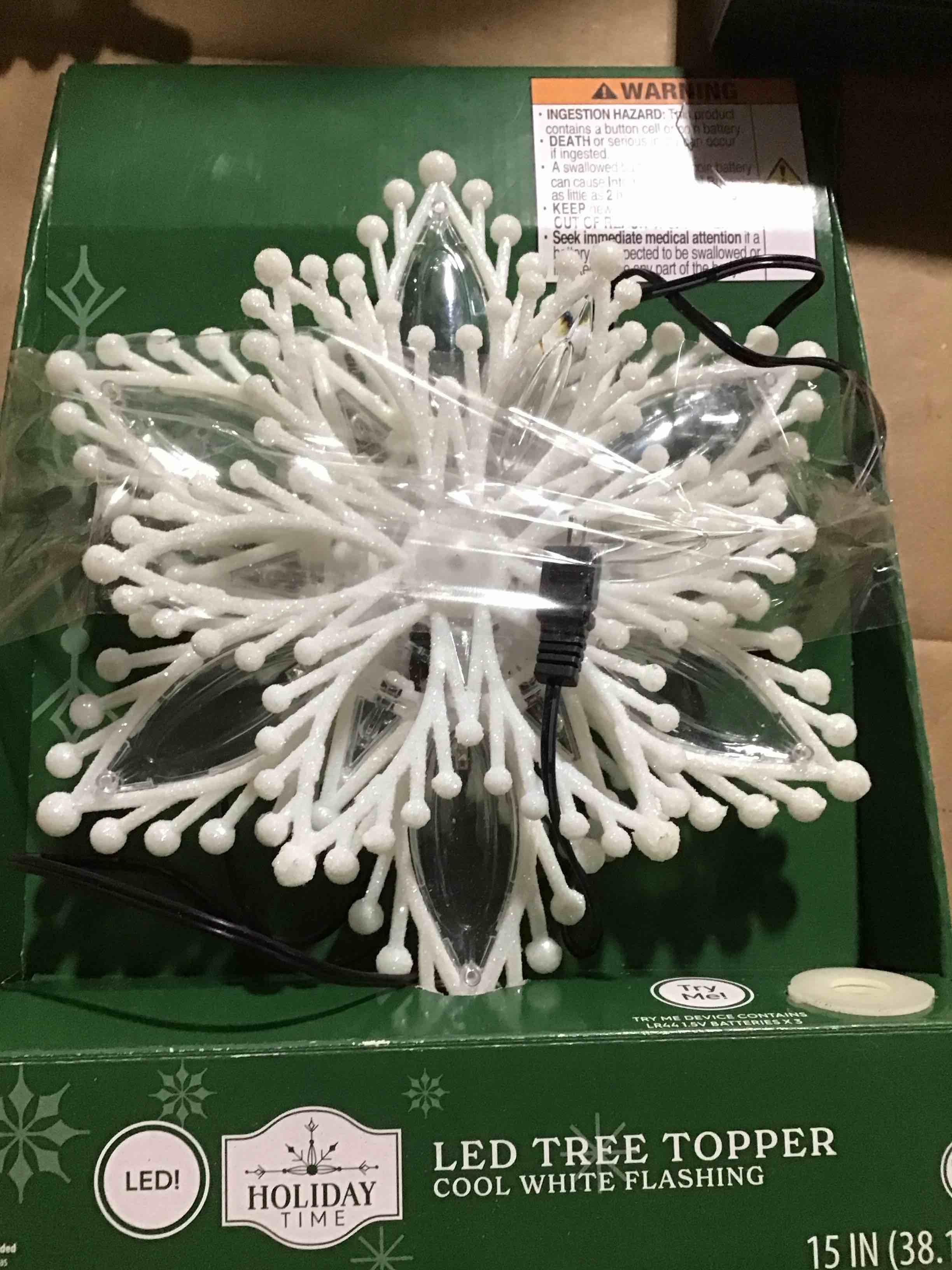 Kurt S. Adler JEL0310CW 10" Cool White Glitter Snowflake Tree Topper