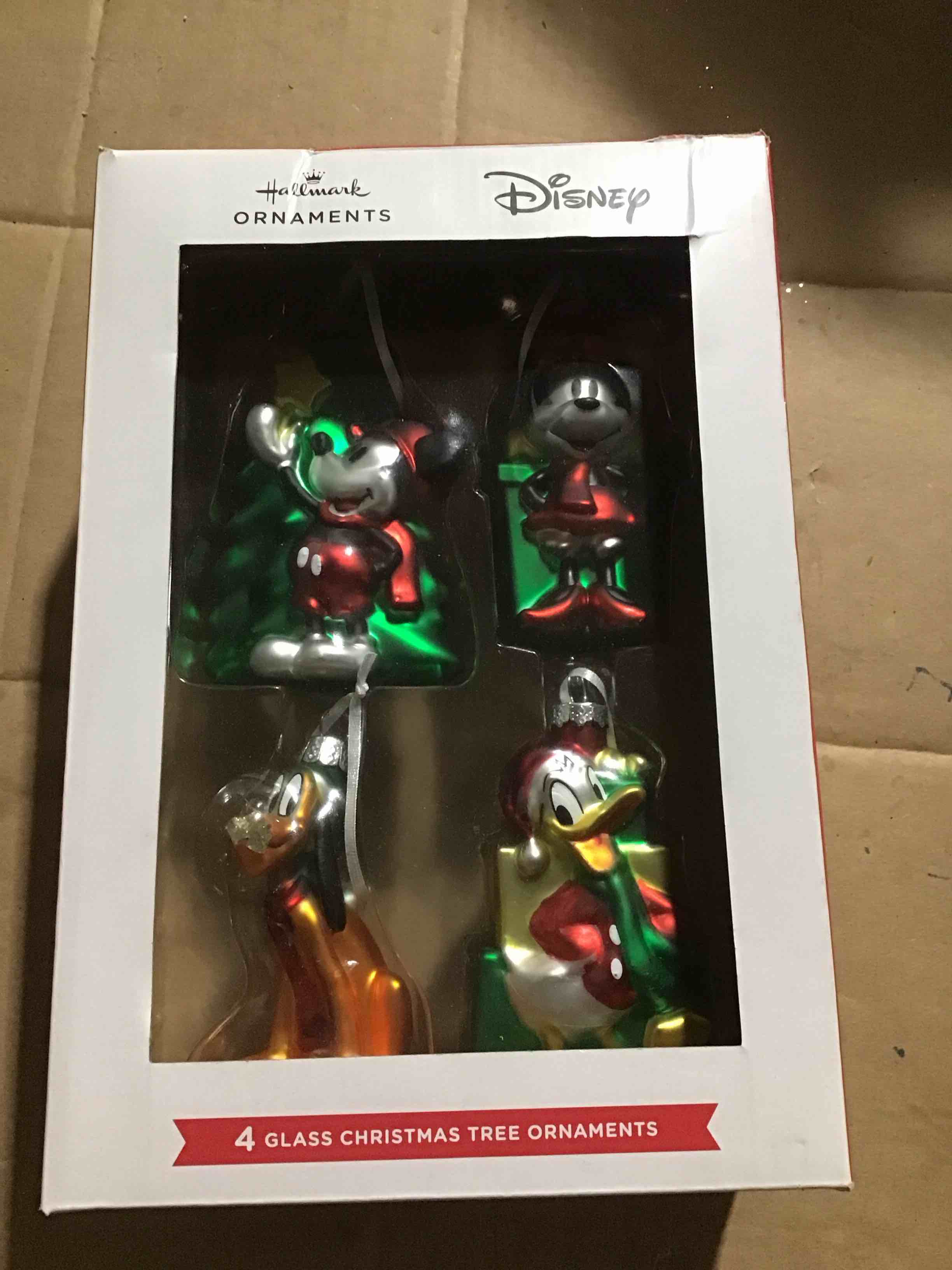 Hallmark Licensed Disney Mickey & Friends Blown Glass Ornaments, Set of 4