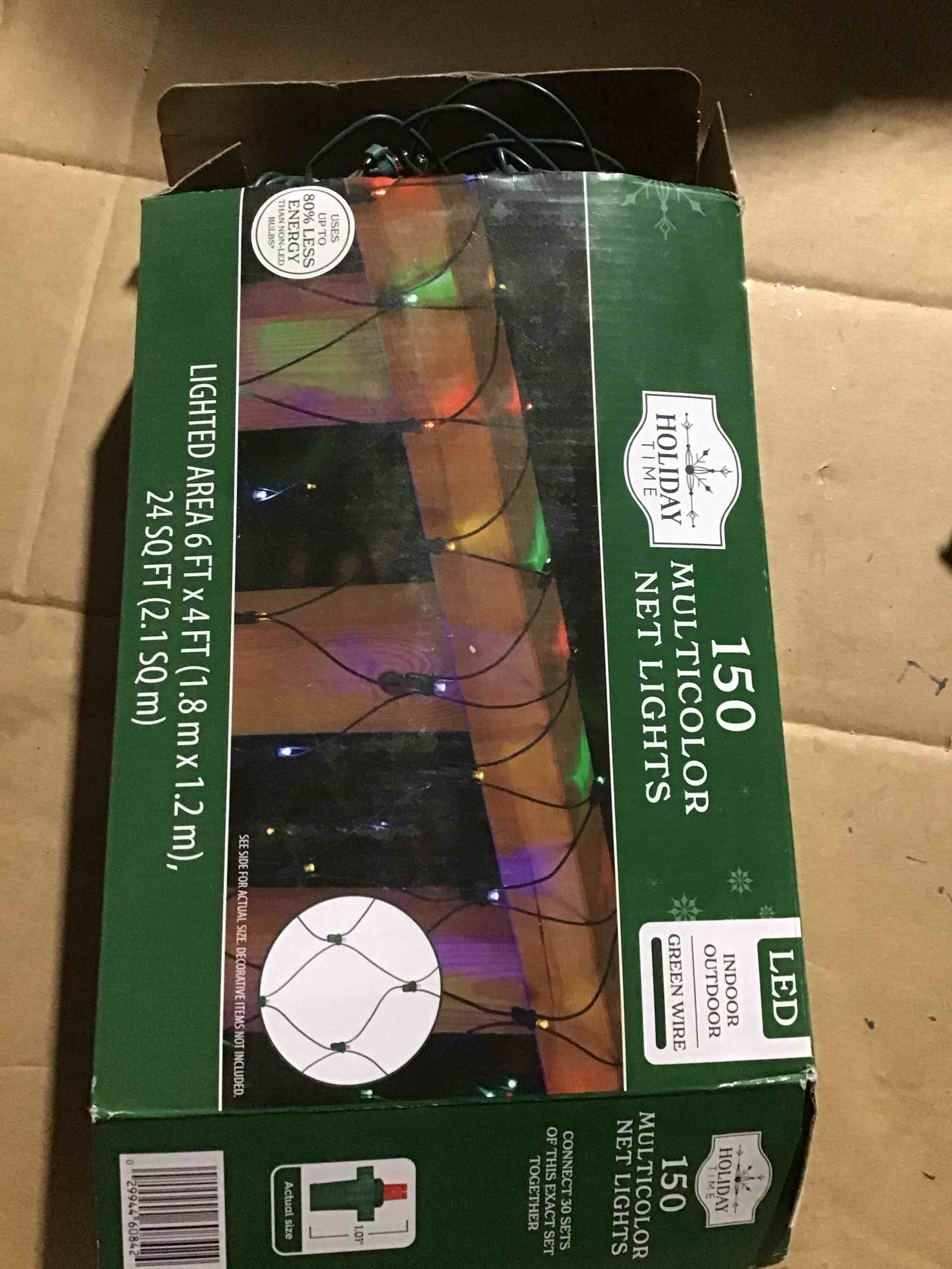 150-bulb multicolor net lights, green wire