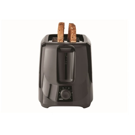 mainstays 2-slice toaster, black with 6 shade settings and removable crumb tray, new