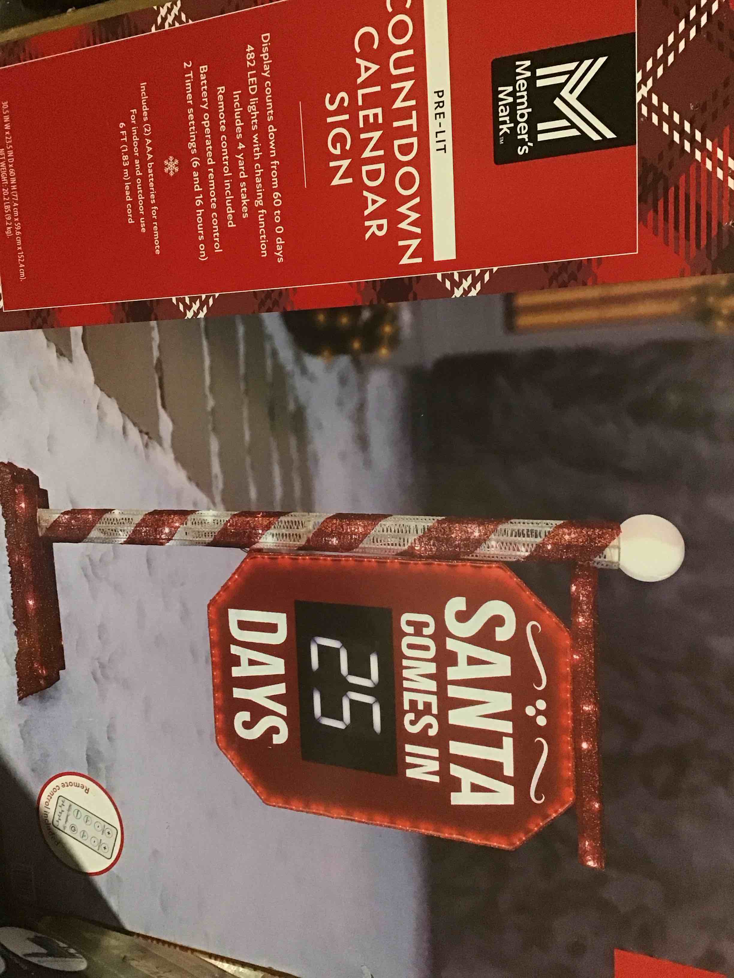 Member's Mark 5' Pre-Lit Santa Countdown Calendar