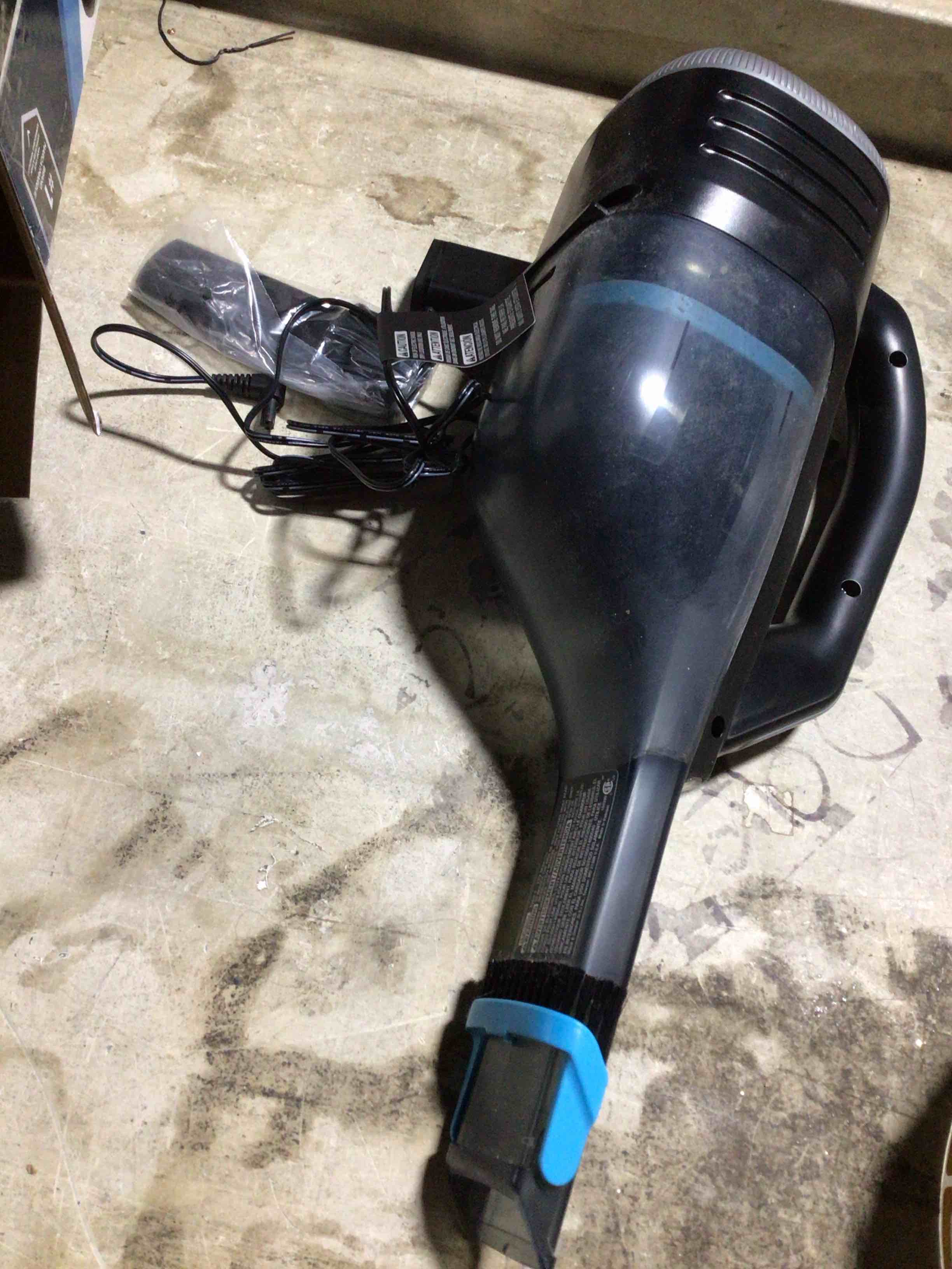 Condition photo showing As Is for BLACK+DECKER dustbuster reveal Cordless Handheld Vacuum, for Car and Home Use, with LED Lights and Crevice Tool, HLVD320J, Black