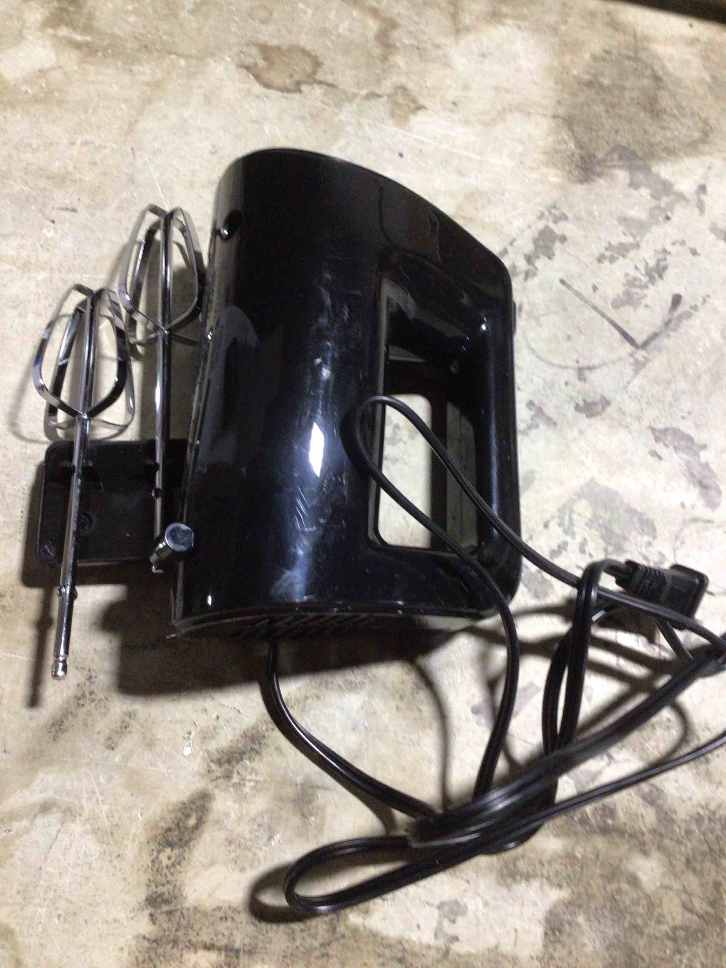 Condition photo showing As Is for Mainstays 5-Speed Corded Hand Mixer Black with 2 Beaters, New