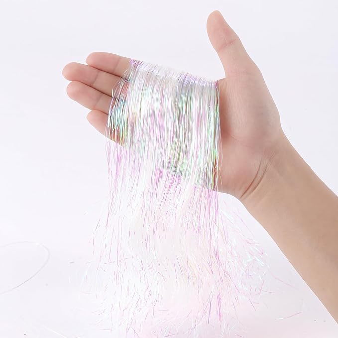10000pcs Christmas Icicle Tinsel,18in Iridescent Foil Fringe Tinsel Strand Icicle Tinsel Christmas Tree Tinsel for Christmas Holiday Decor Birthday Supplies