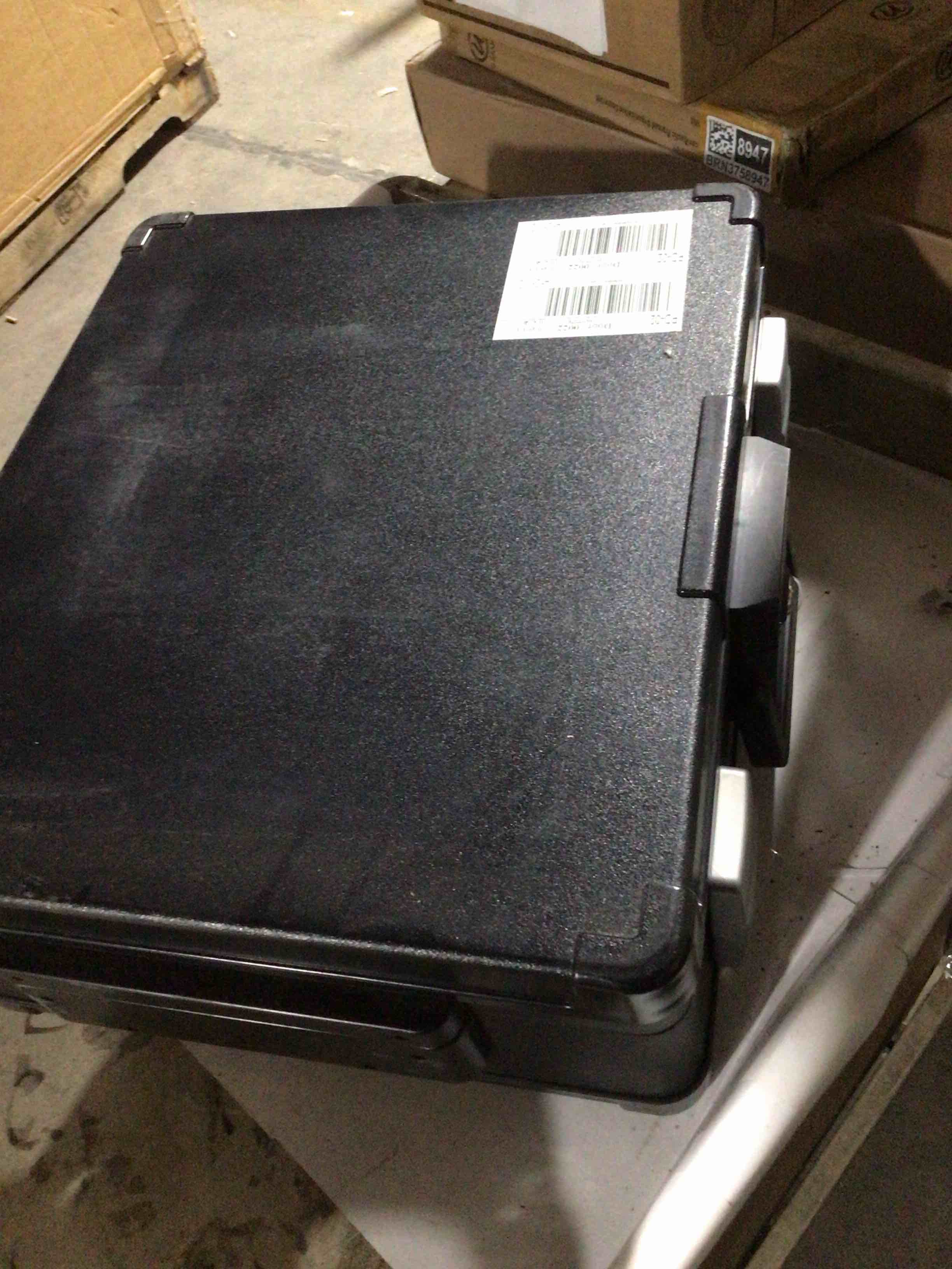 Condition photo showing As Is for Honeywell 0.39-cu ft Fireproof Waterproof Chest safe with Keyed Lock