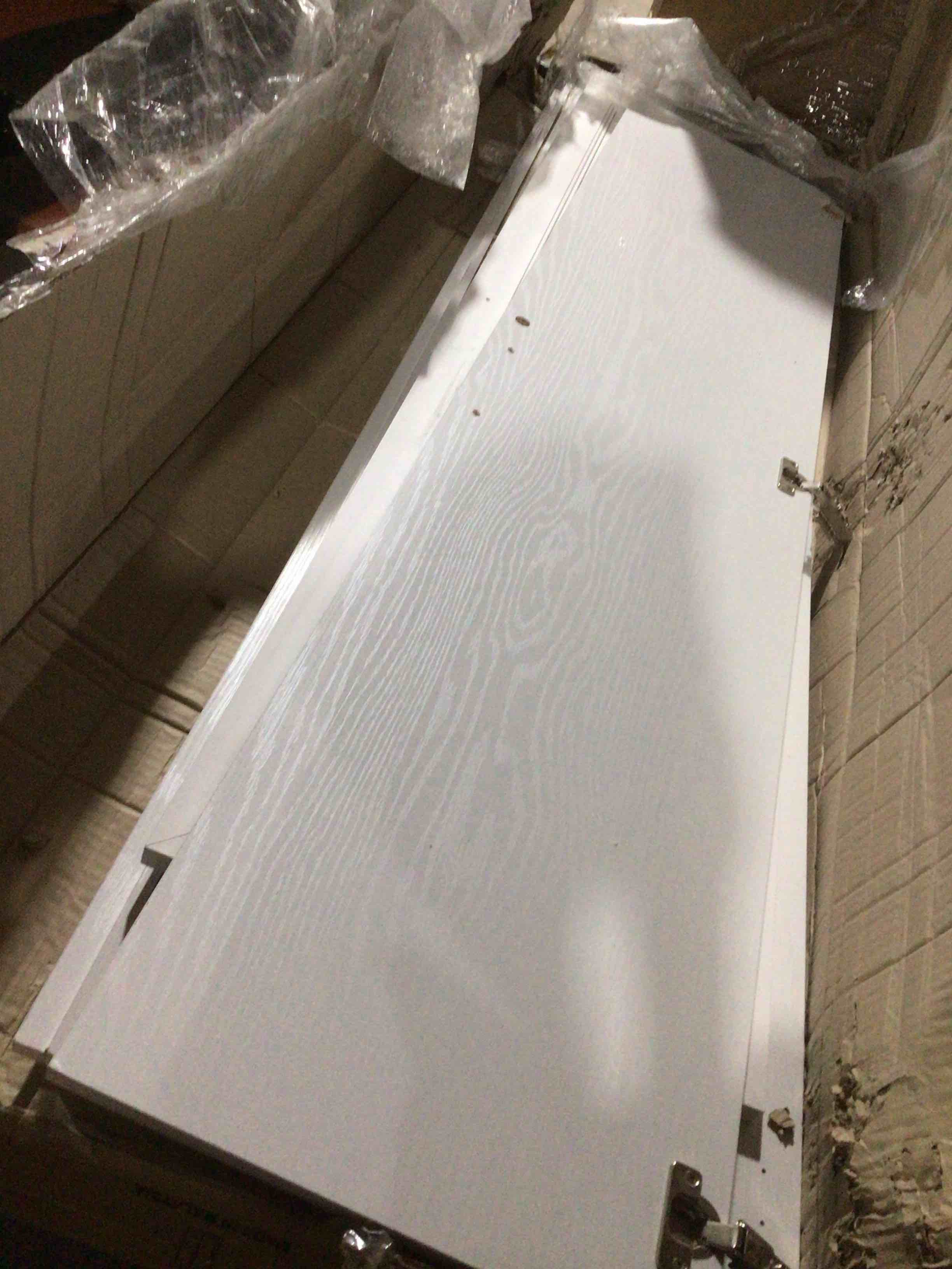 Condition photo showing As Is for (incomplete, box 1 of 2) NW104-M-WHT Harmony Two Door Armoire Wardrobe Cabinet with Mirror, White