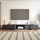 93.7 in. black extendable wood tv stand entertainment center with storage cabinet and 2-drawers fits tv's up to 80 in.