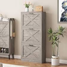 pg-02sc006a-wg03 shoe cabinet grey 3 drawers, 89 x 47 x 21cm 