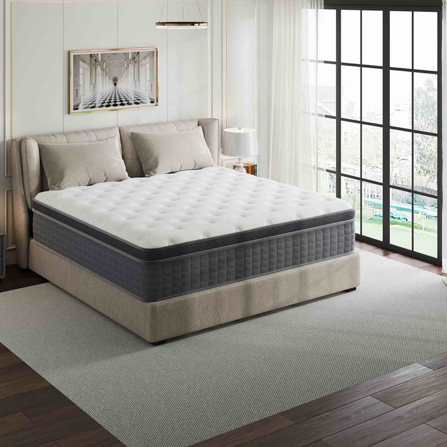 12 inch full hybrid mattress in a box,equipped with individually wrapped pocket springs.