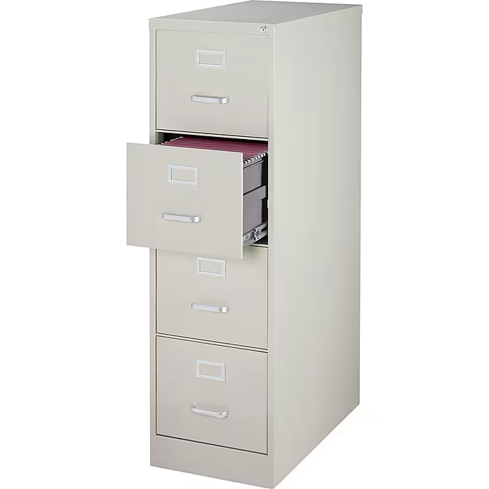 Staples Commercial 4 File Drawer Vertical File Cabinet, Locking, Gray, Letter, 26.5"D (13445D)