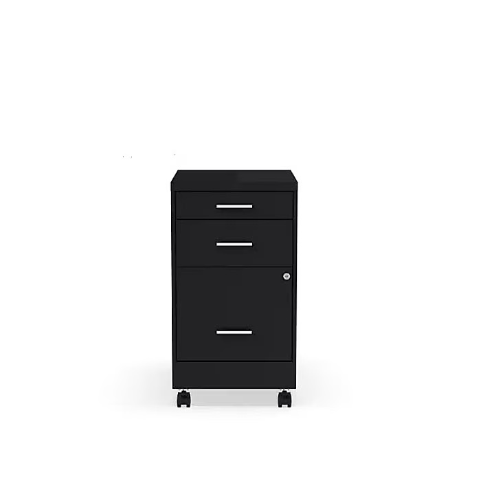 Staples 3-Drawer Mobile Vertical File Cabinet, Letter Size, Lockable, 25.7"H x 14.3"W x 19.9"D, Black (ST52156-CC)