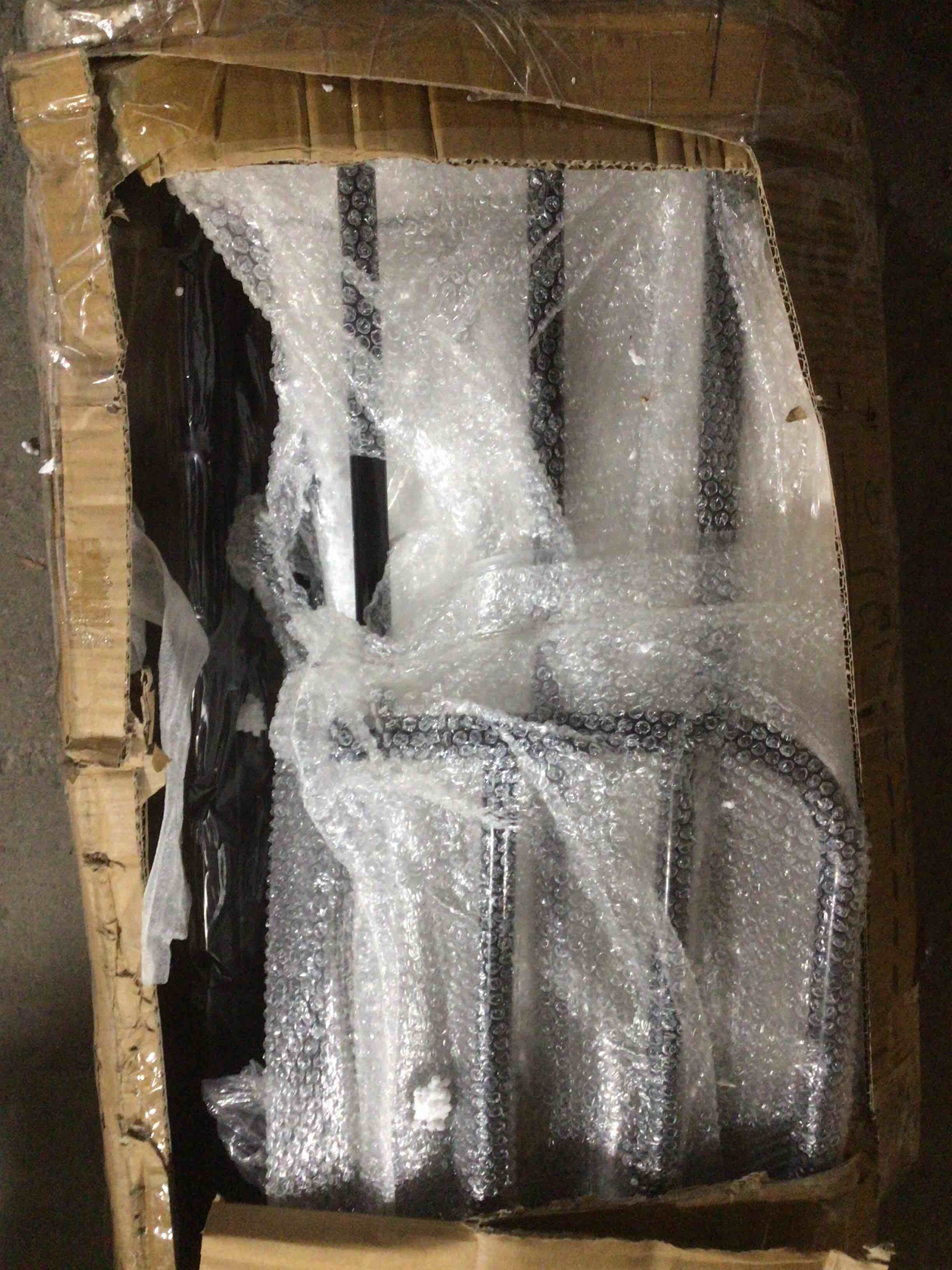 Condition photo showing As Is for (missing pcs) (incomplete) Metal Bunk Bed Twin Over Full Size, Heavy Duty Bunk Bedframe with Safety Guard & Ladder, Space-Saving, No Box Spring Needed, BunkBed Frame for Aldults Dorm Bedroom Guest Room (Black, Twin Over Full)