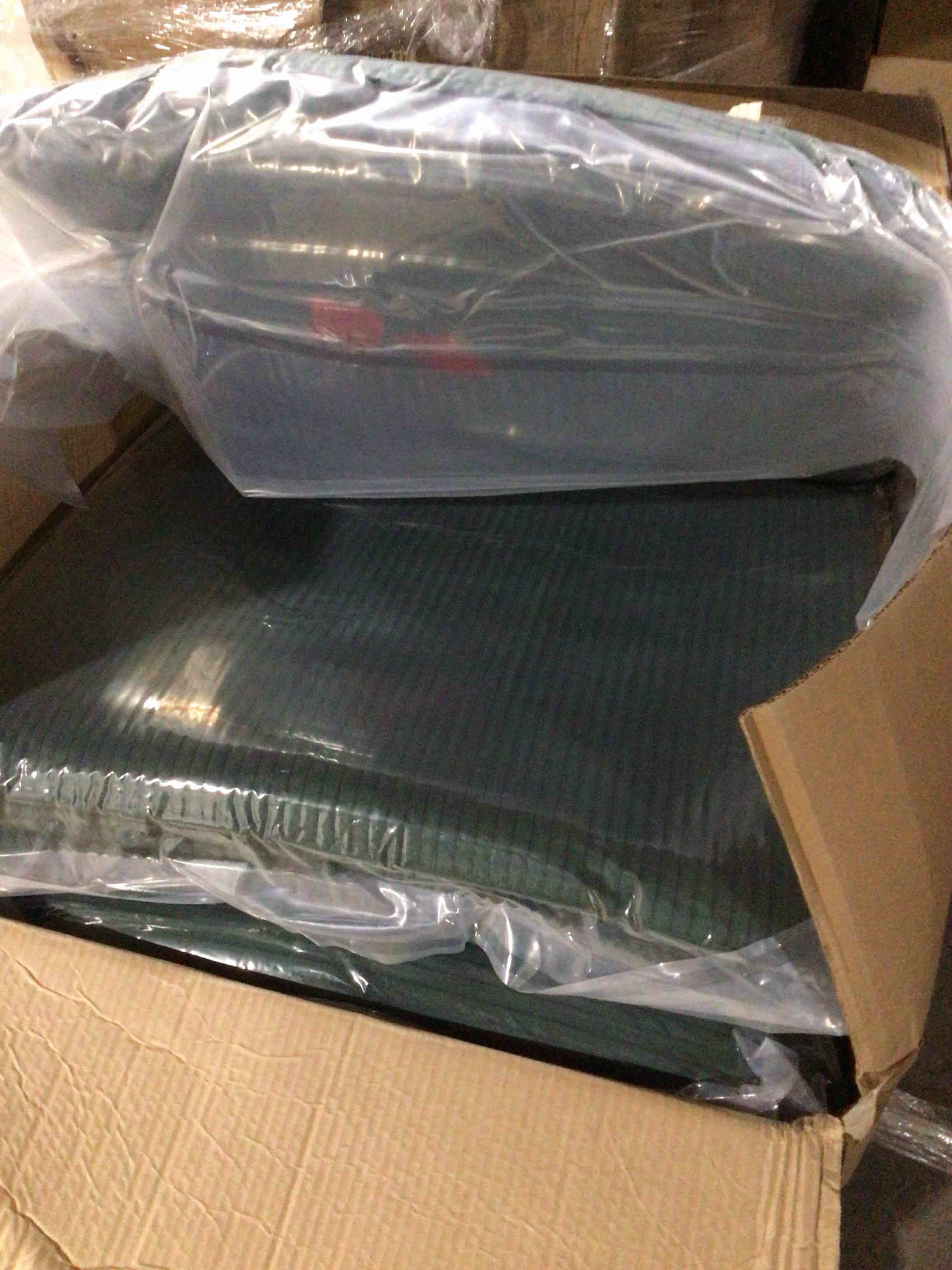 Condition photo showing New/Like New for (incomplete) 87" Corduroy Sofa,3 Seater Sofa with Extra Deep Seats,Neche Comfy Upholstered Couch for Living Room,2 Pillows,Green