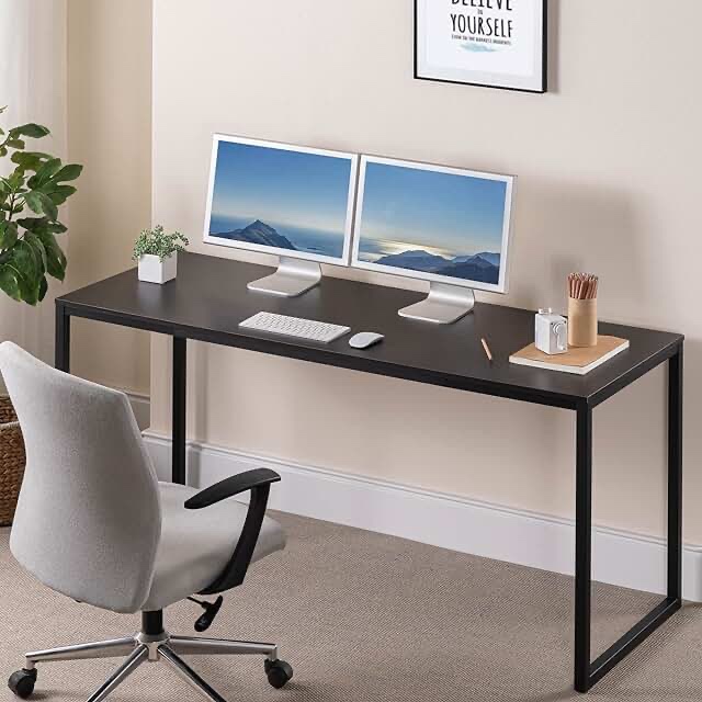 zinus jennifer 63 inch black frame desk / computer workstation / office desk / easy assembly, deep espresso