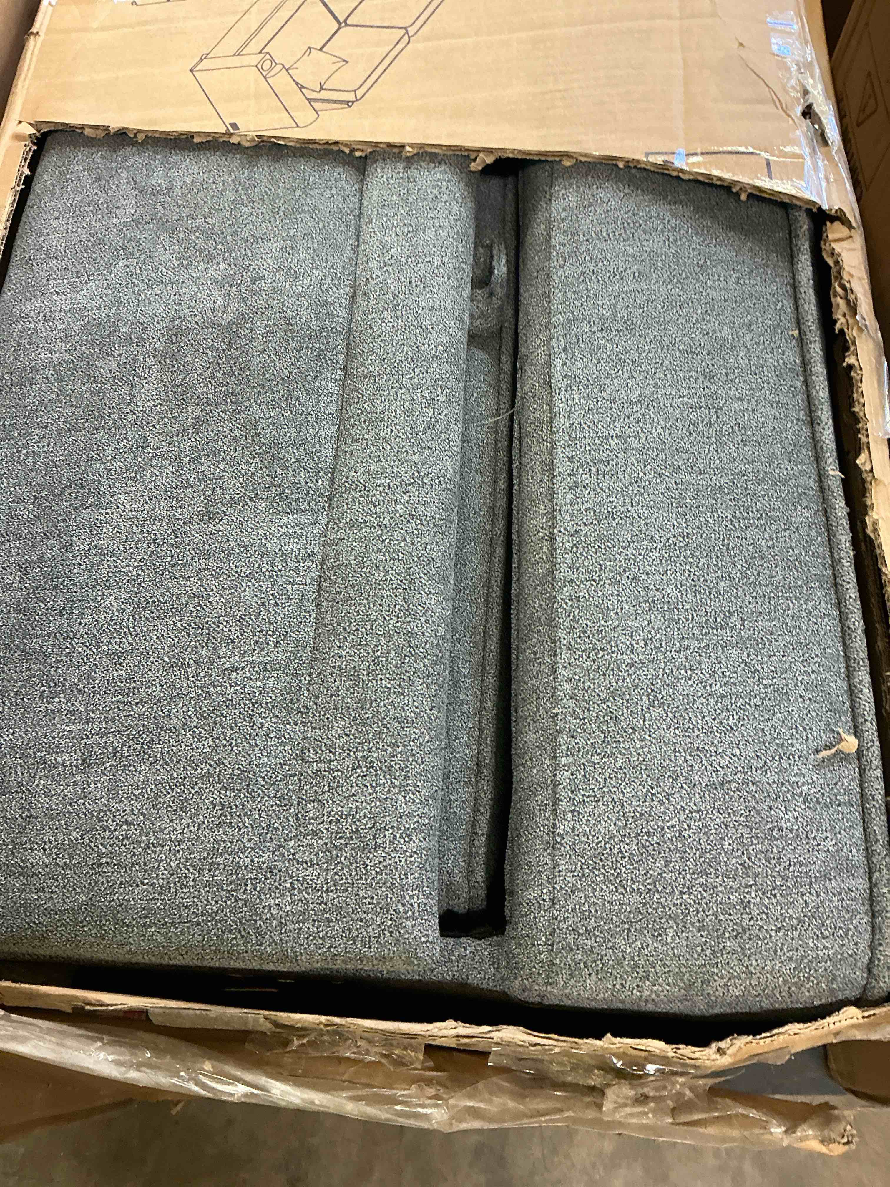 Condition photo showing Good Condition for (incomplete - box #3 only) 2 in 1 pull out sofa bed l shape couch w/ storage ottoman, gray fedex/ups