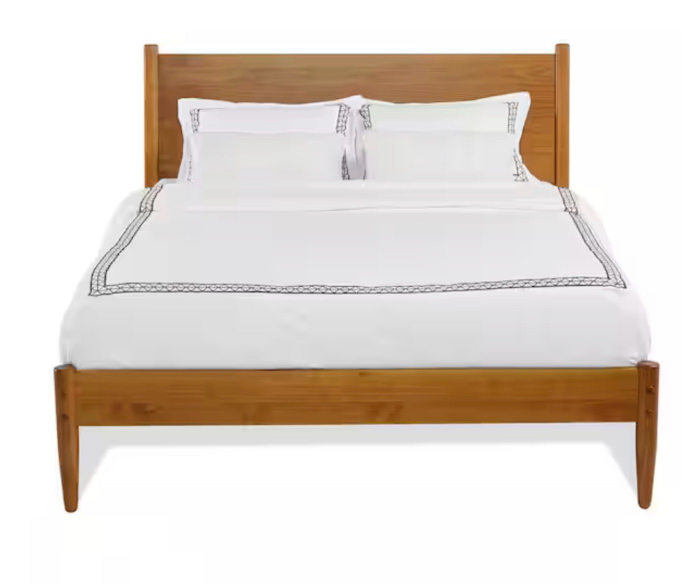 (missing panel) Mid-Century Castanho, Twin Size, Panel Headboard, Platform Bed 