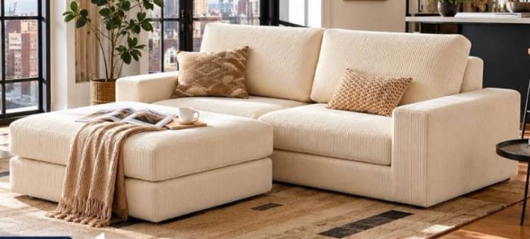 (incomplete - box #1 and 2 only)  Modular Sectional Loveseat Sofa with Ottoman, 2-Seater Cloud Couch for Living Room (pick up 2 boxes)