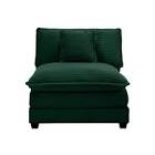 Armless deep seat Corduroy Single Sofa, can be Used with Combined with Alternative armrest and Combined with alrmess 2 Seater Sofas,green Corduroy Fabric