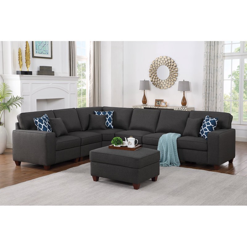 lecanto upholstered sectional by latitude run® (incomplete only armless chair ) 
